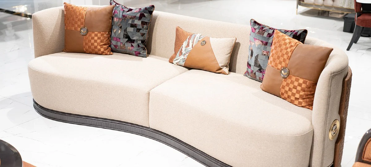 Luxury Art Deco Sofa Cream / Brown / Gray / Gold - Living Room Sofa - Living Room Furniture - Art Deco Furniture - Luxury Furniture