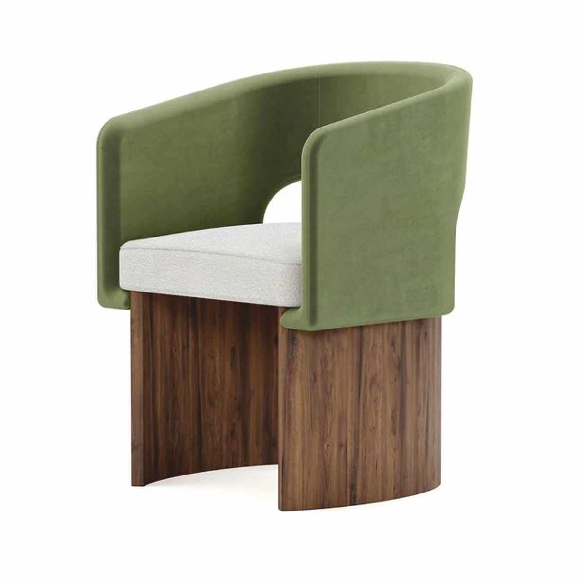 Luxury dining room chair with armrests green / white / brown - premium quality