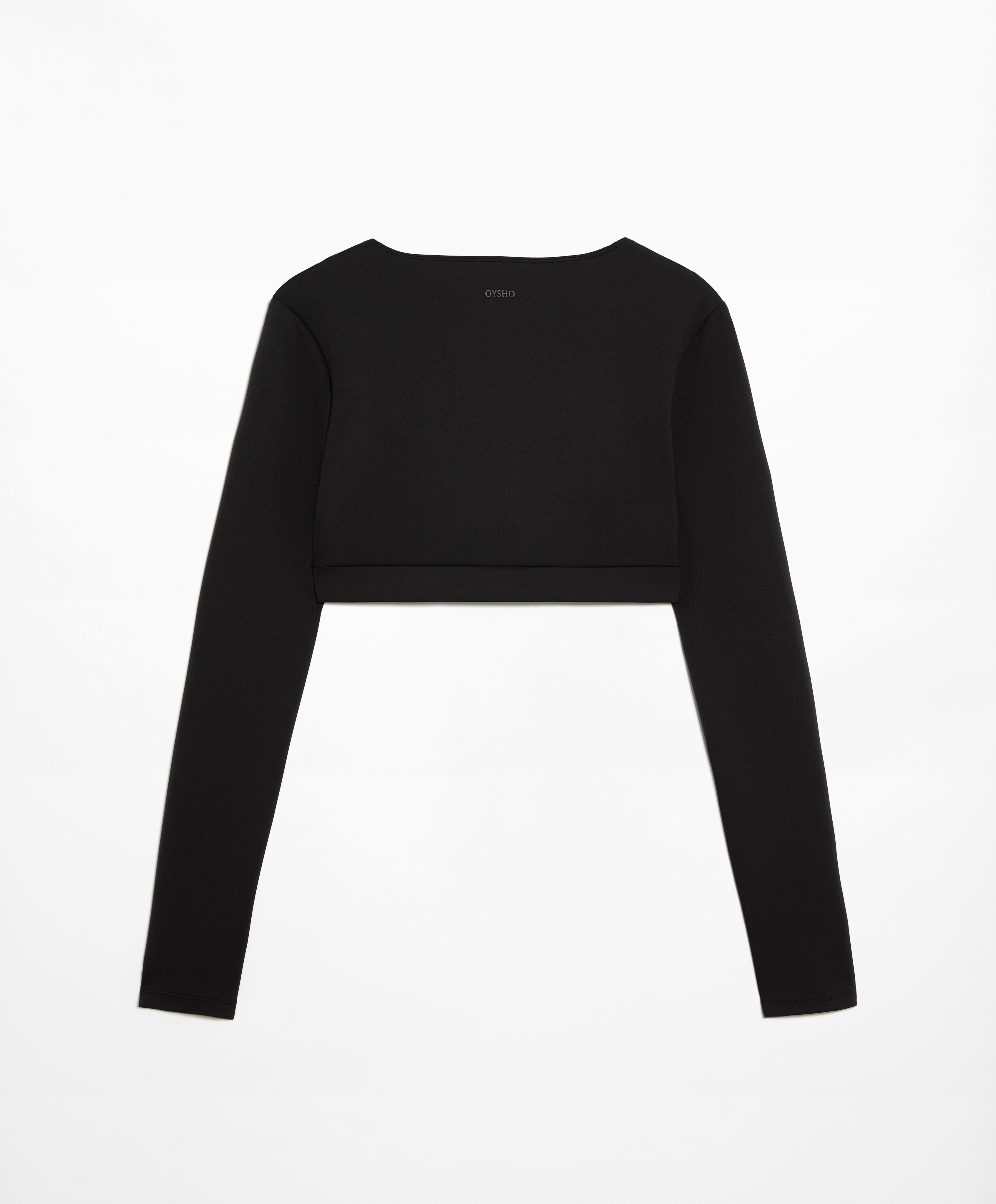 OYSHO Neoprene effect zip long-sleeved crop T-shirt