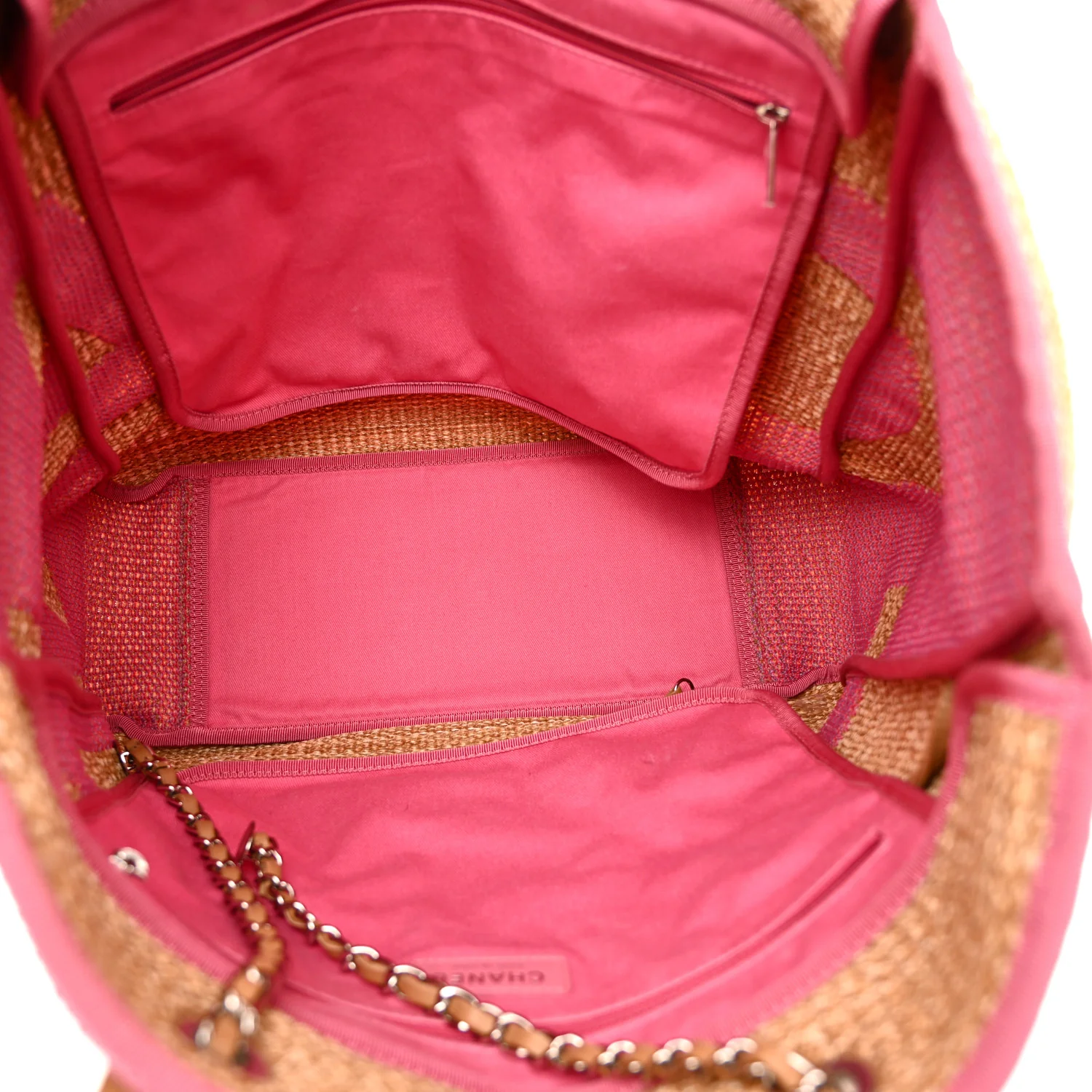 Mixed Fibers Large Shopping Bag Pink Beige - Top Club