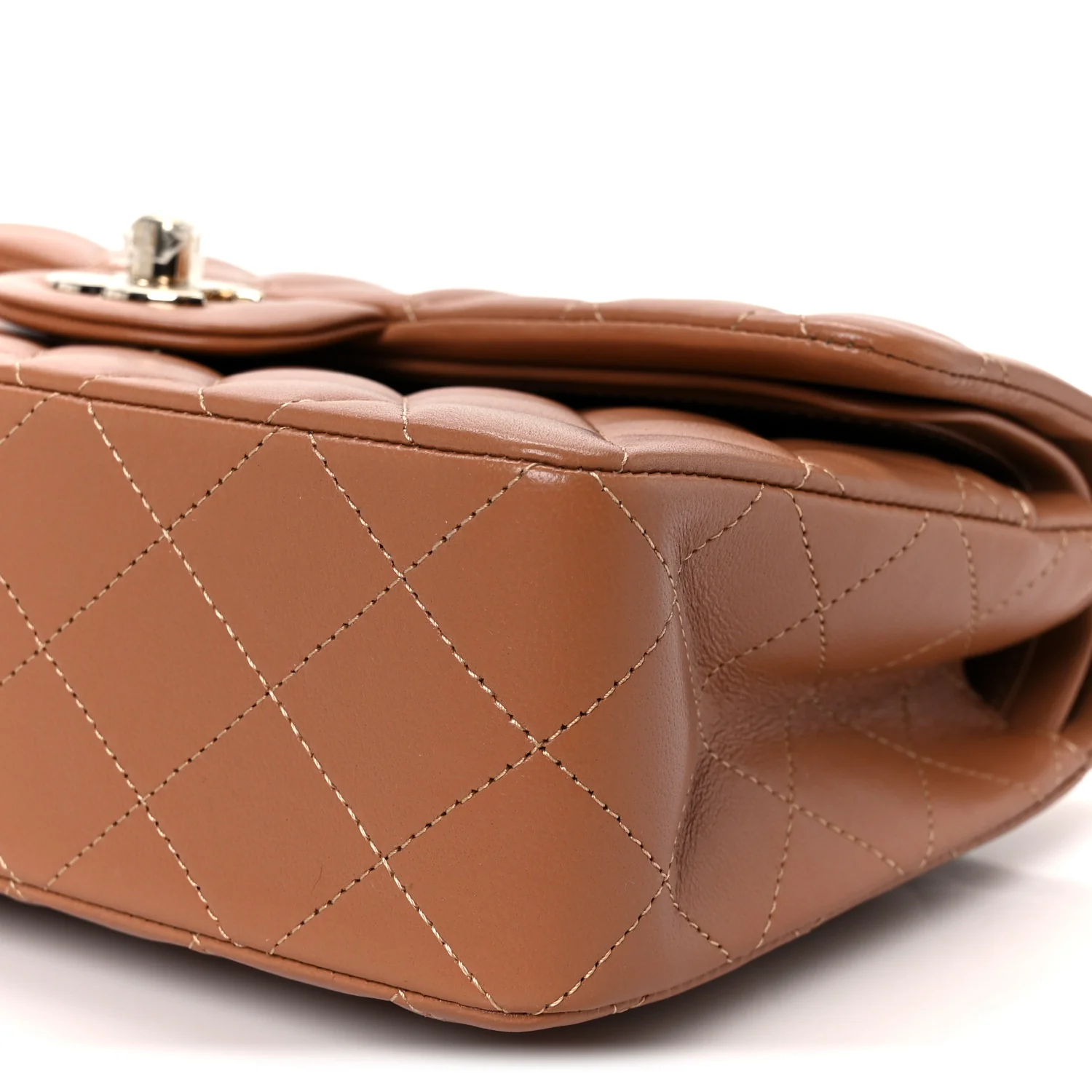 Lambskin Quilted Small Double Flap Brown - Top Club