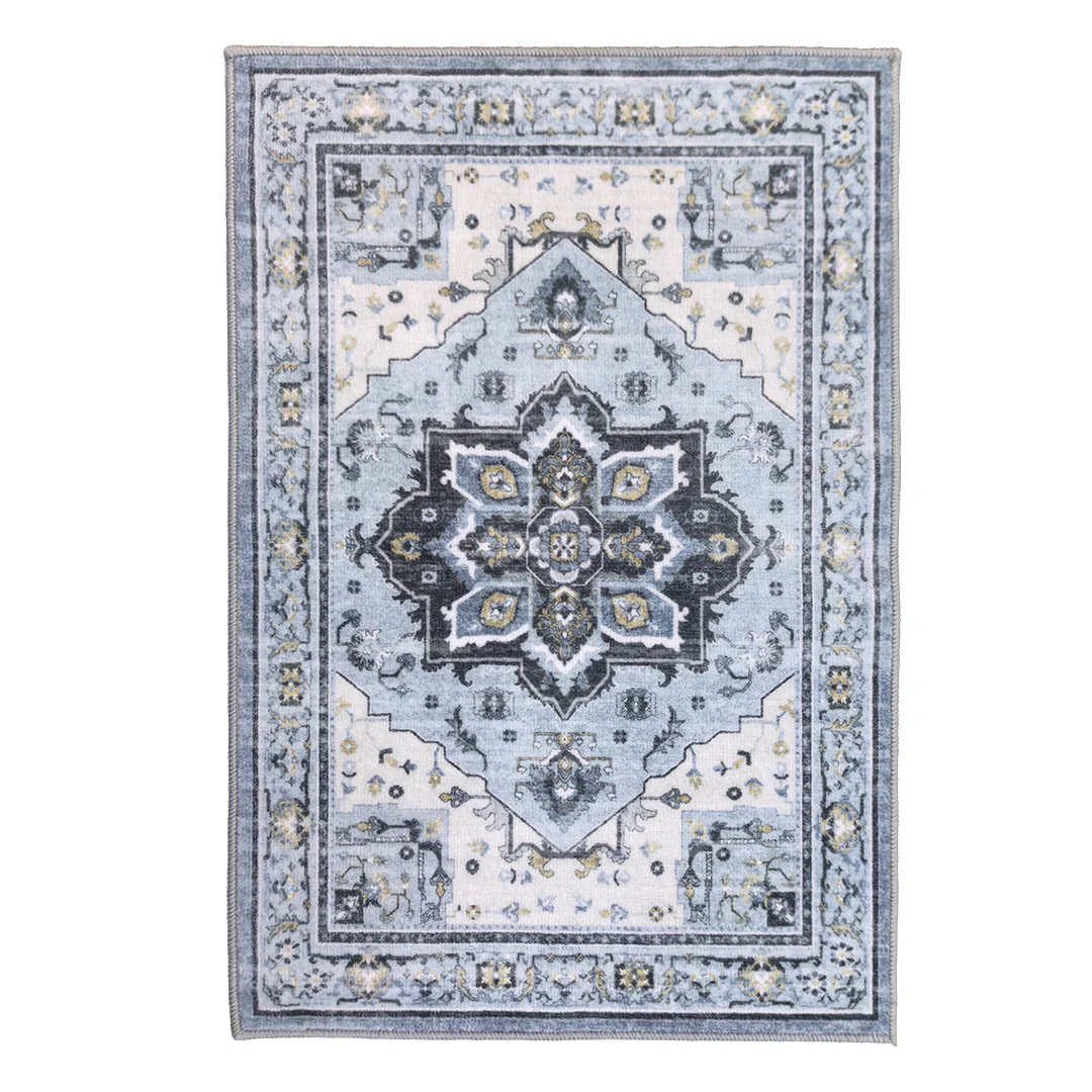 Muddy Mat® Azure Washable Area Rugs for Living Room, Bedroom & Dining Room – Modern Soft Low Pile Non Slip Carpet – Pet Friendly Waterproof Foldable Rugs for Home