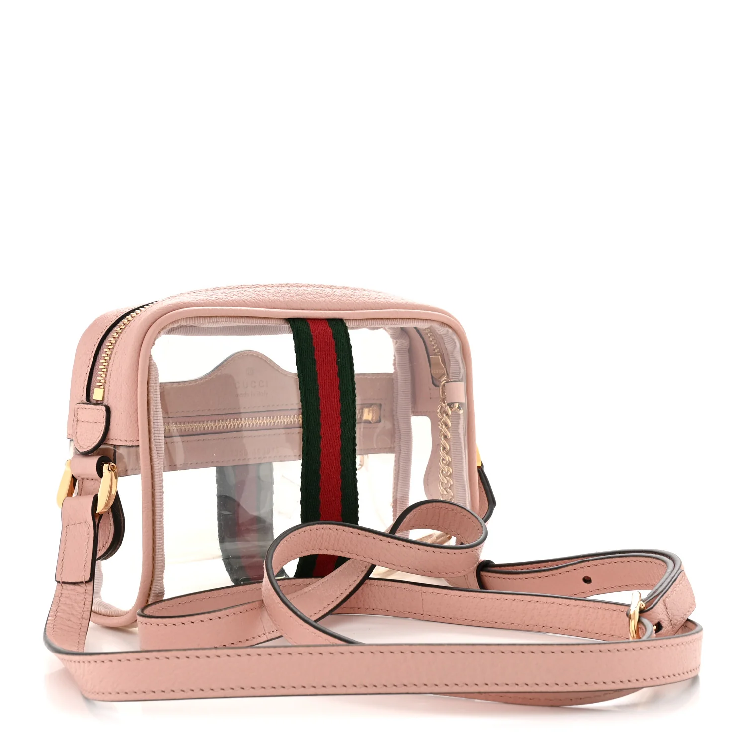 Vinyl Web Mini Ophidia Transparent Shoulder Bag Perfect Pink - Top Club