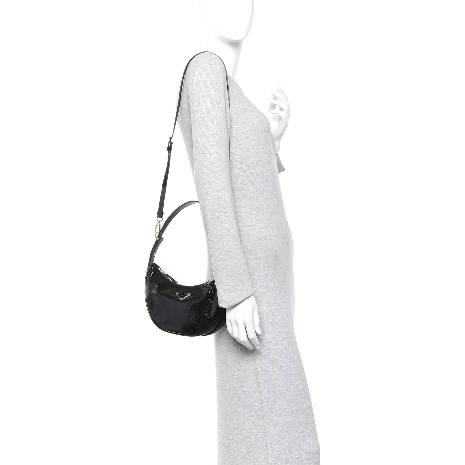 Patent Naplak Arque Shoulder Bag Black