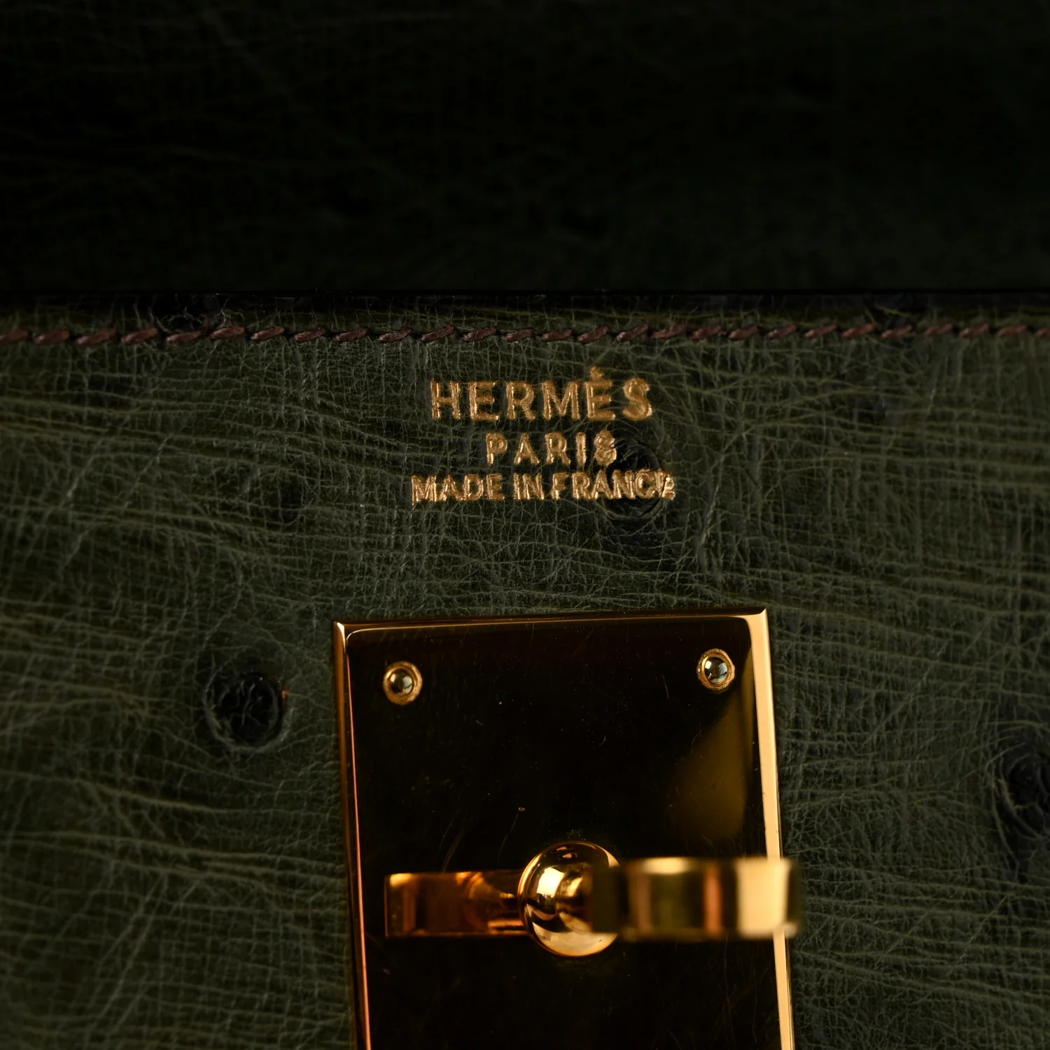 Ostrich Kelly Sellier 32 Vert Olive - Top Club