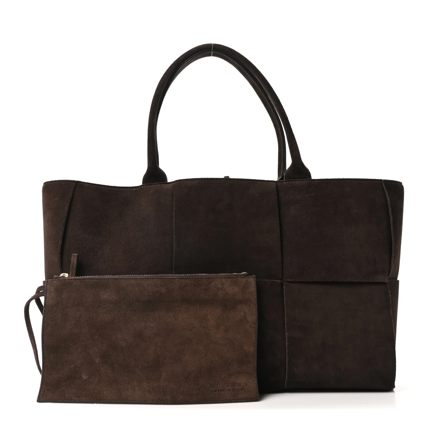 Suede Maxi Intrecciato Small Arco Tote Fondente - Top Club