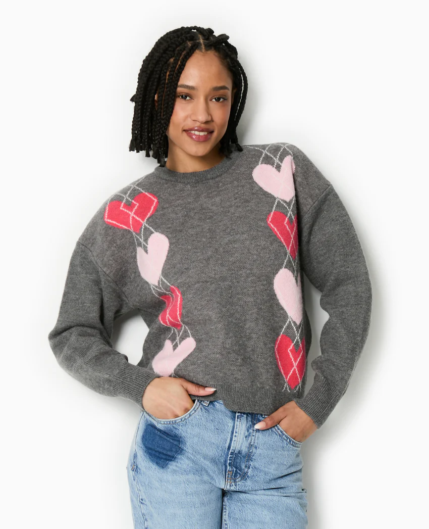 Pimkie Pull col rond motif jacquard et cœurs