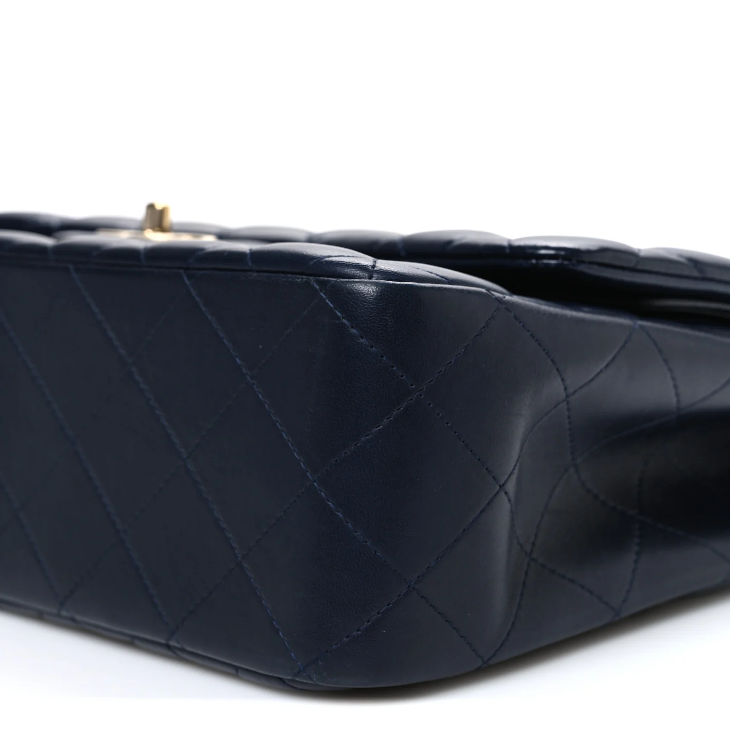 Lambskin Quilted Jumbo Double Flap Navy - Top Club