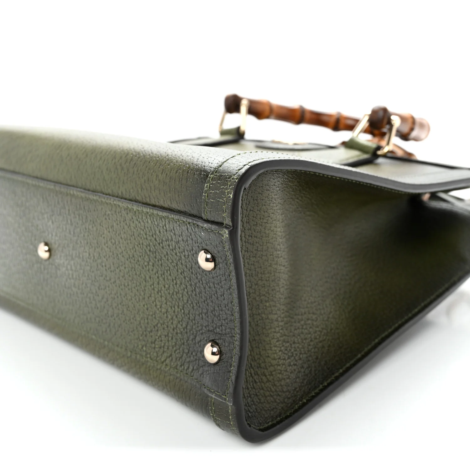 Textured Dollar Calfskin Web Small Diana Tote Bag Green Ombre - Top Club