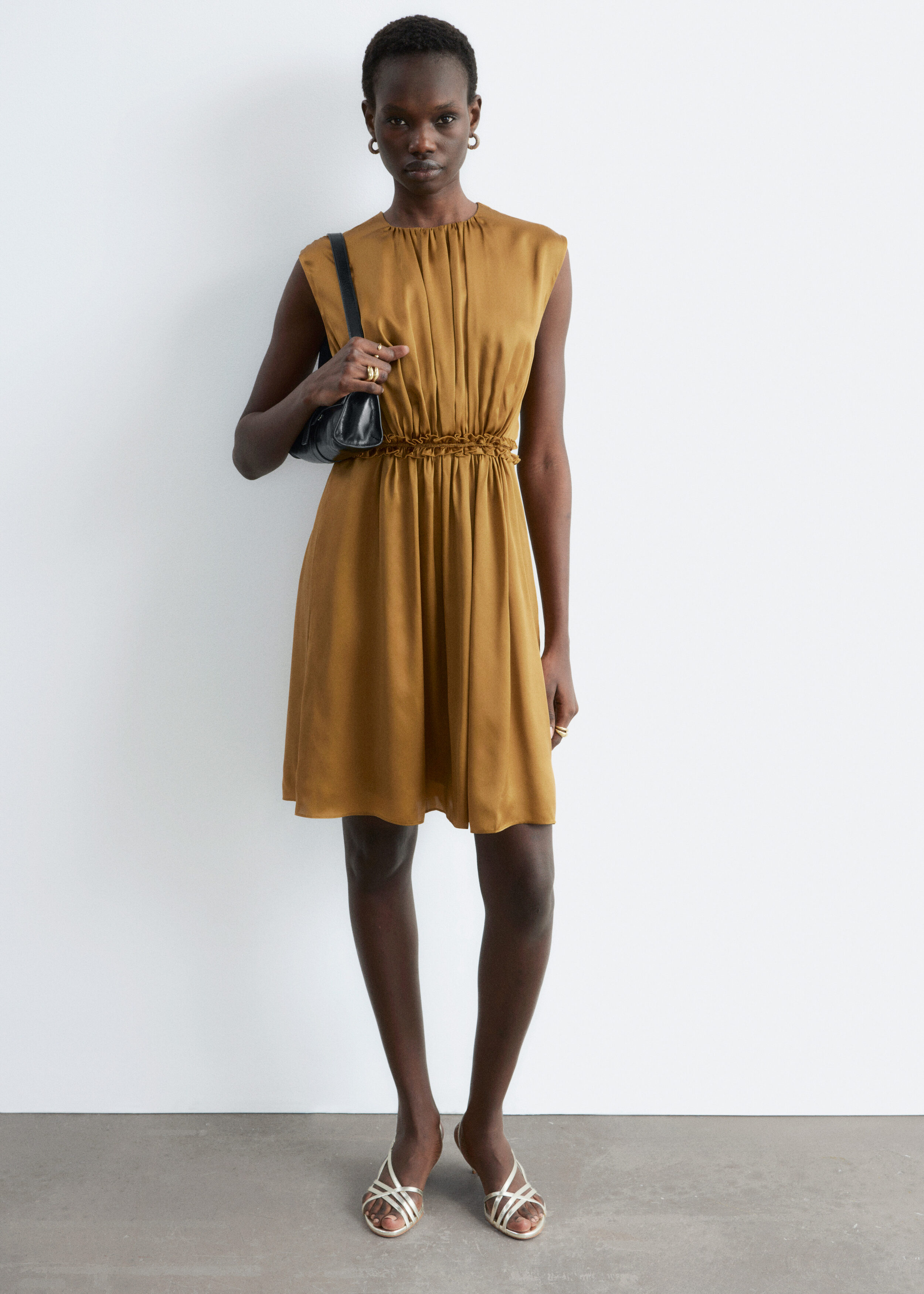 & Other Stories GATHERED SILK MINI DRESS