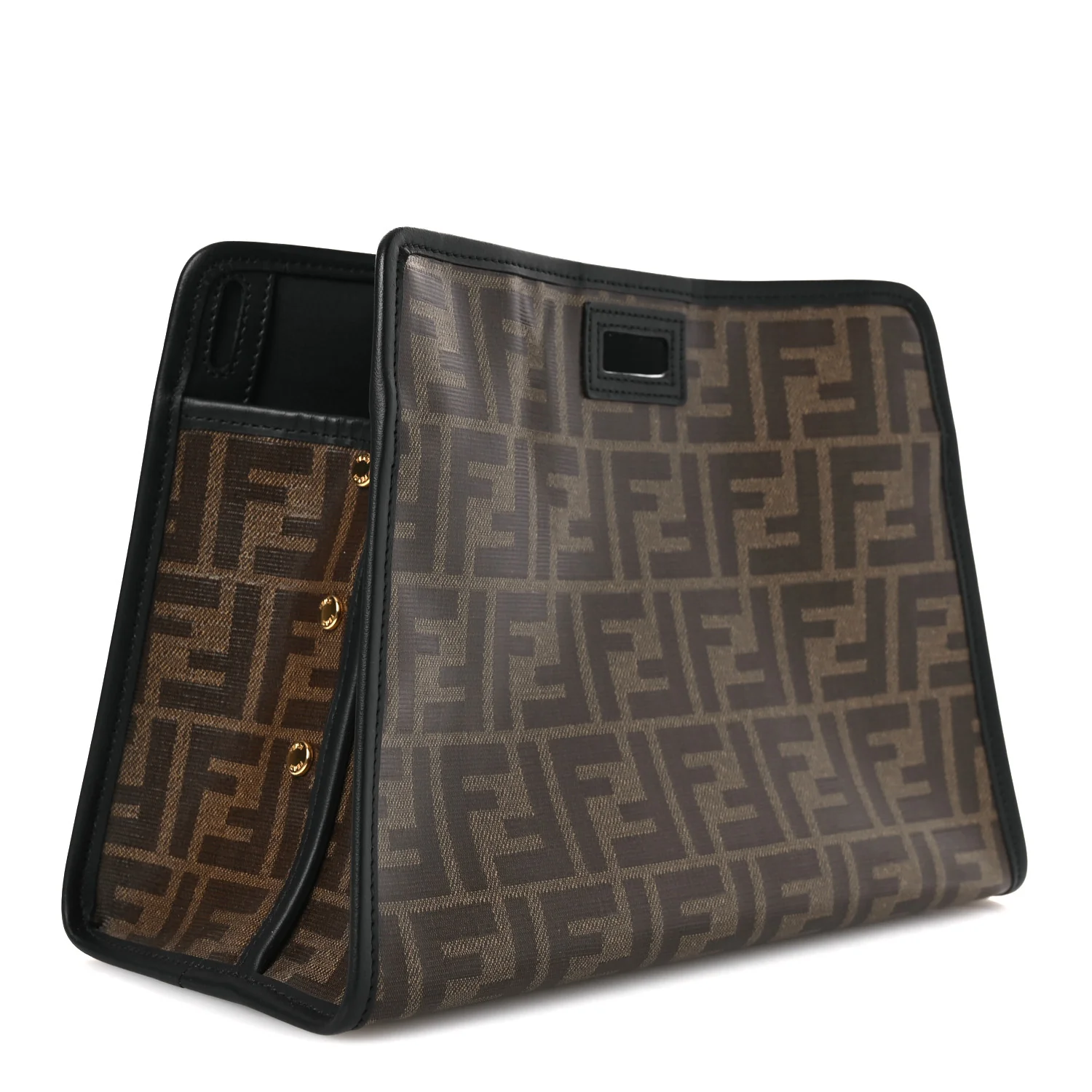 Glazed Fabric Vitello Century FF 1974 Stamp Patch Mini Peekaboo Defender Cover Mogano Panna Black - Top Club