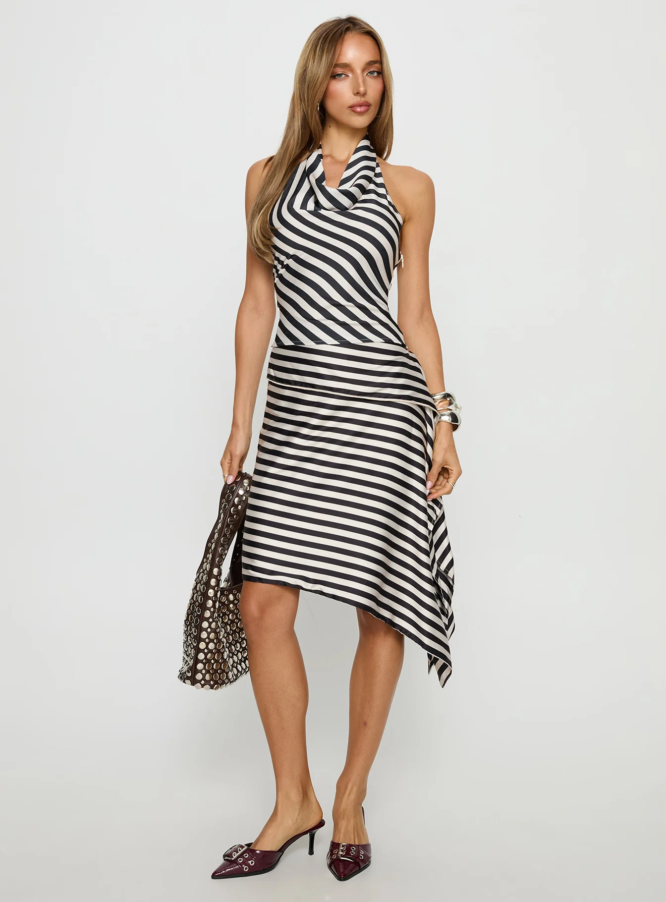 Allure Midi Skirt Noir Stripe