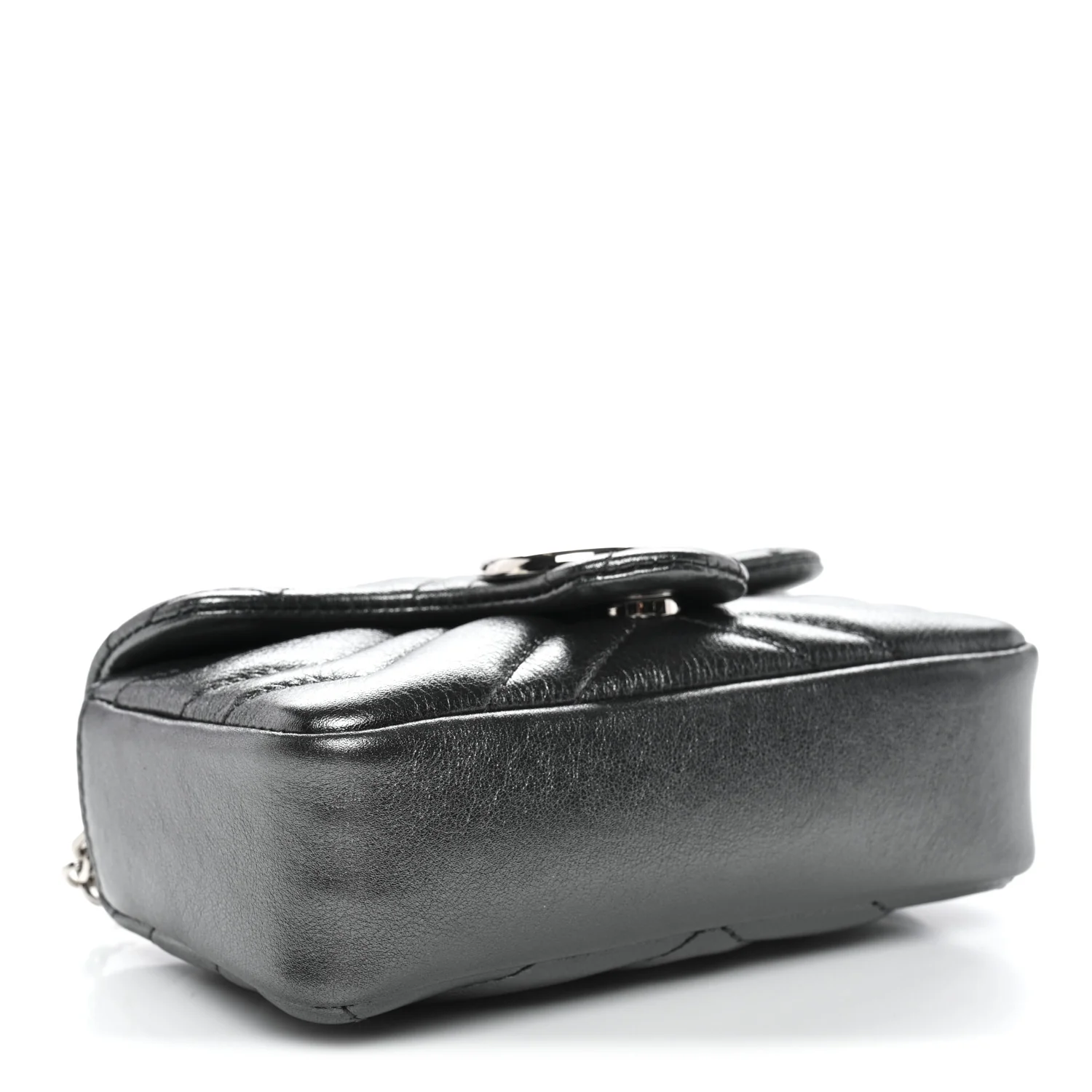 Metallic Lambskin Matelasse Mini GG Marmont Shoulder Bag Piombo - Top Club