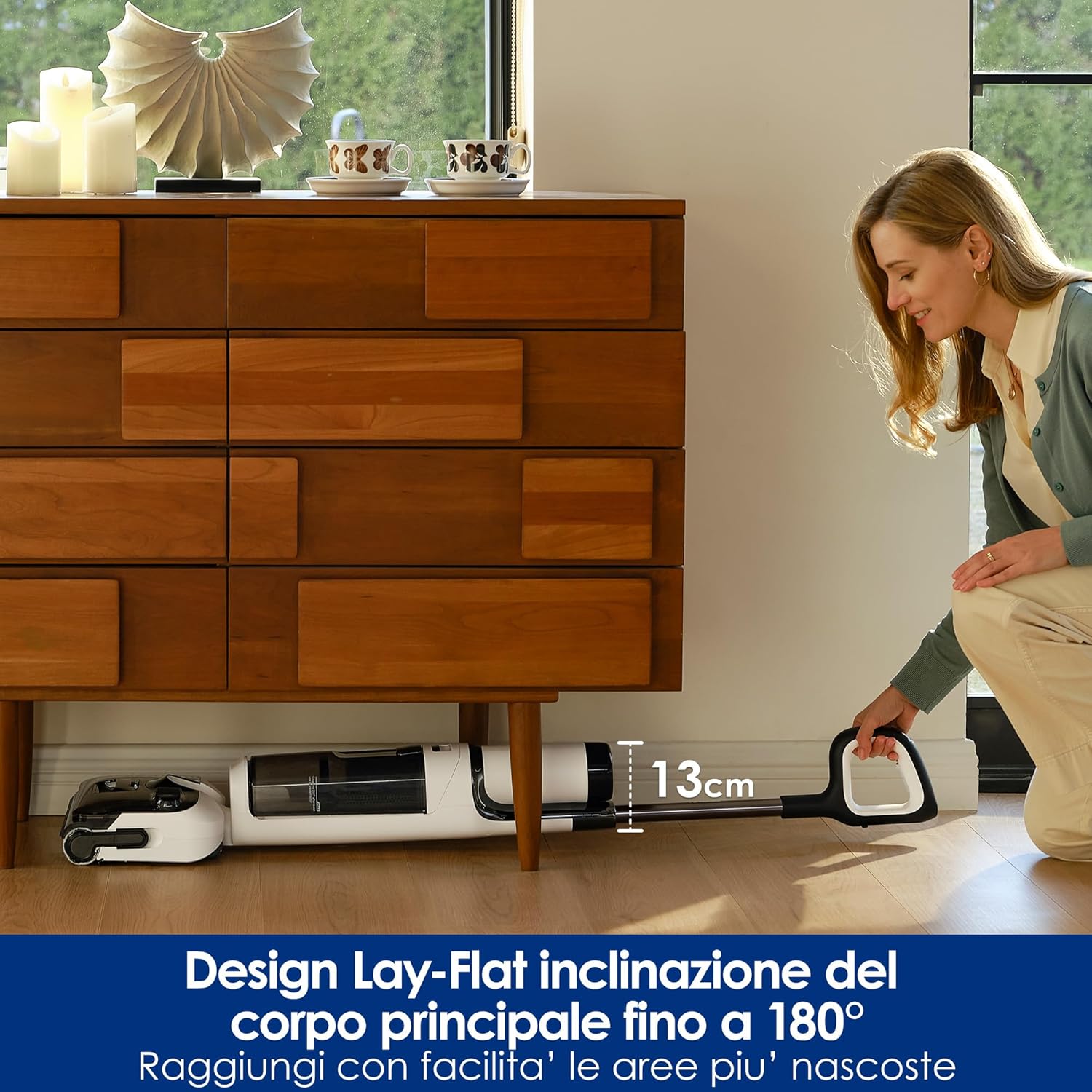 Tineco FLOOR ONE STRETCH S6 aspirapolvere a secco e umido, inclinazione fino a 180°, design compatto 13 CM autopulente e con asciugatura veloce a 70°C, pulizia dei bordi su ambo i lati