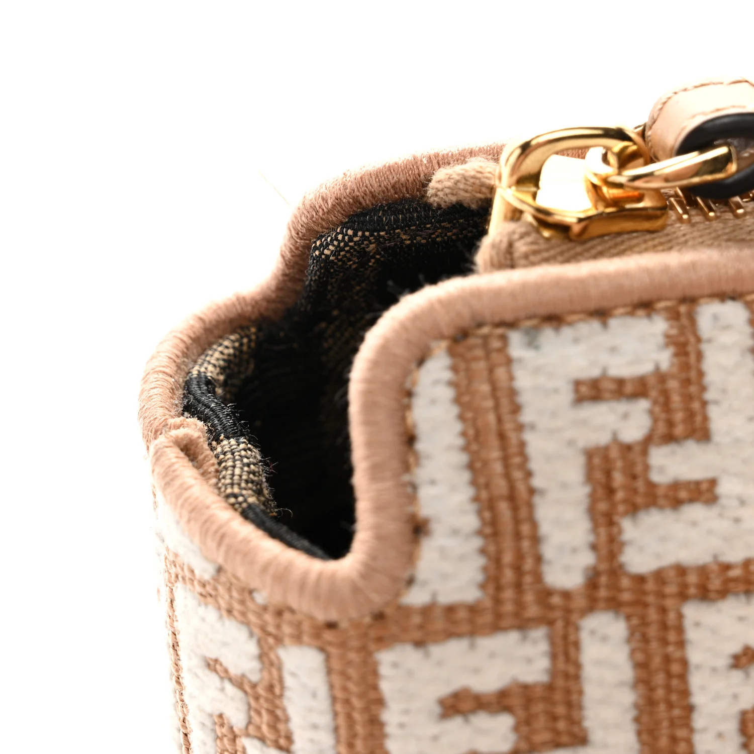 Raffia Chenille Vitello King Plexiglass Micro FF Mini By The Way Top Handle Boston Bag Naturale White - Top Club