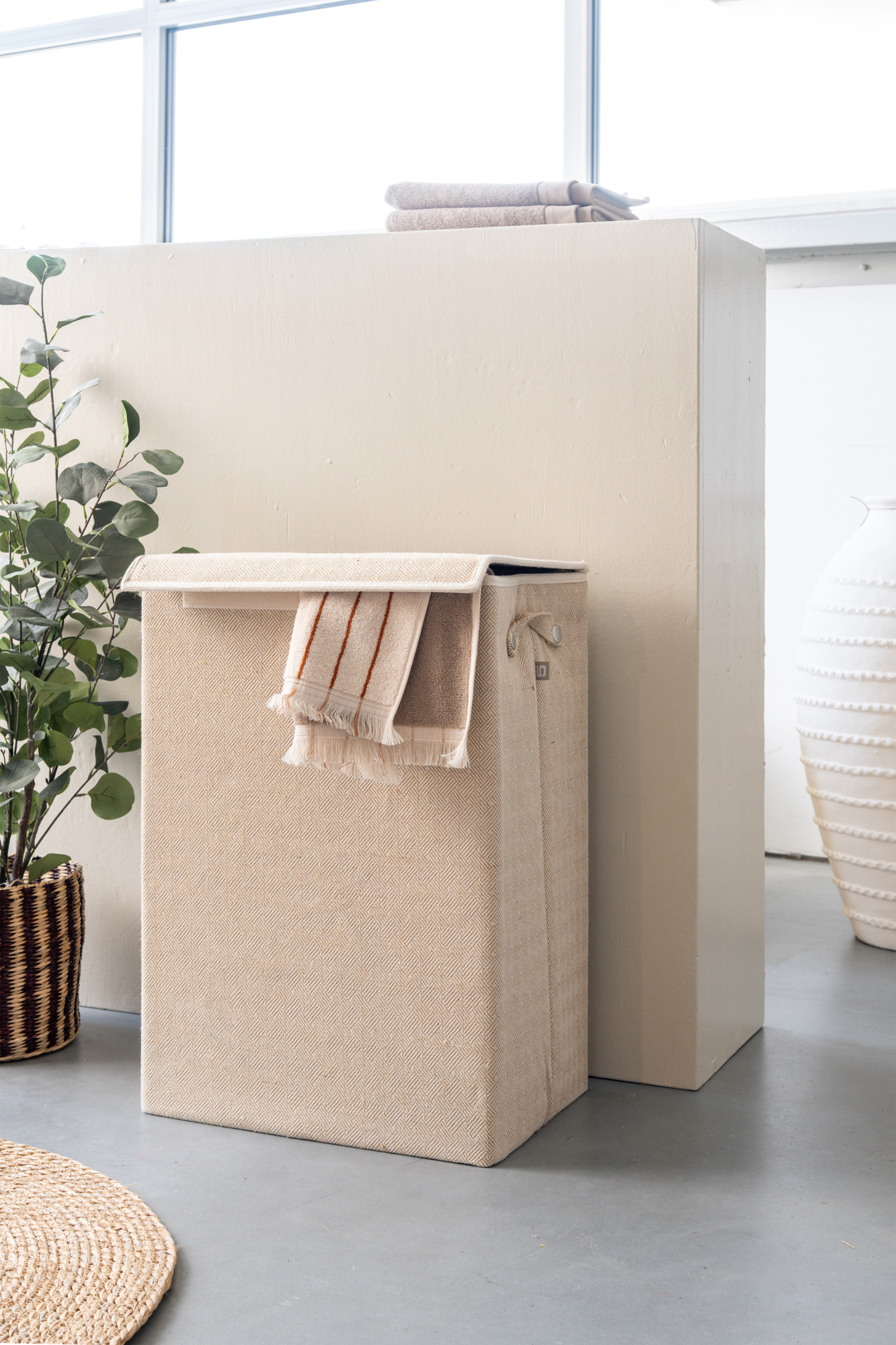 Wasmand rechthoek beige square 40x30 cm