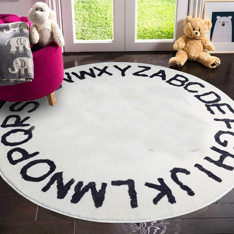 ABC Alphabet Floor Kids Baby Play Mat for Toddlers Infants Children Round Play Rugs for Kids Rooms Soft Plush Educational Carpet