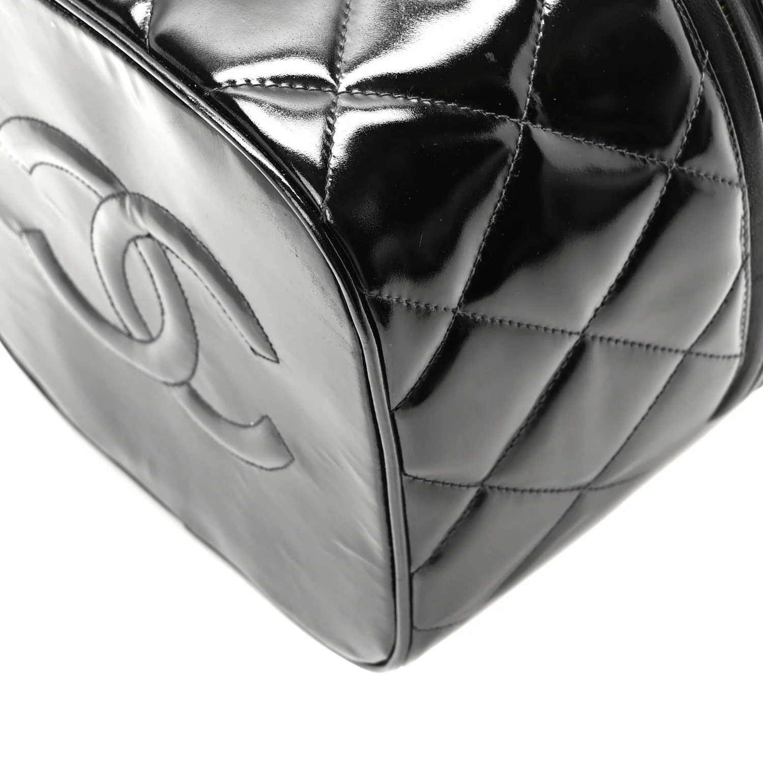 Patent Quilted Top Handle Vanity Case Black - Top Club