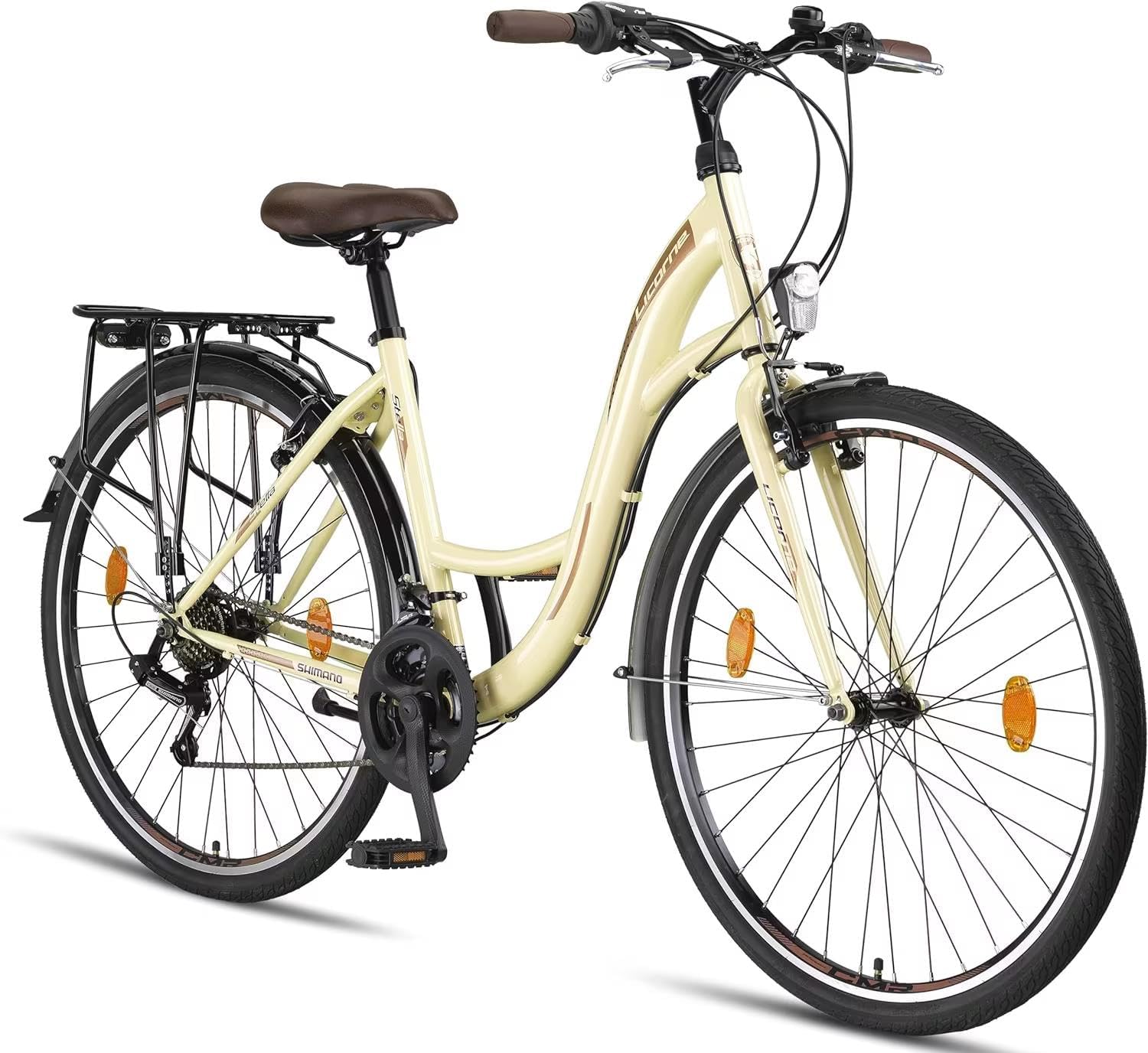Licorne Bike, Stella - Bicicletta da città da 20”, 24”, 26” e 28”, per ragazze, ragazzi, uomini e donne, cambio a 21 marce (6 marce per 20”), city bike in stile olandese