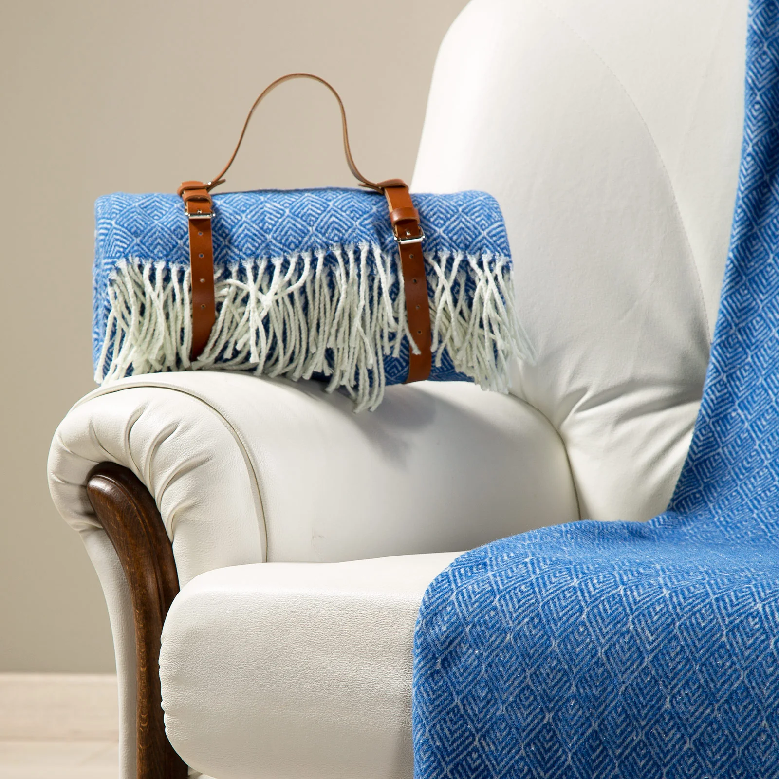 Plaid In Cotone Cortina Cm. 130X170 Bluette Caleffi