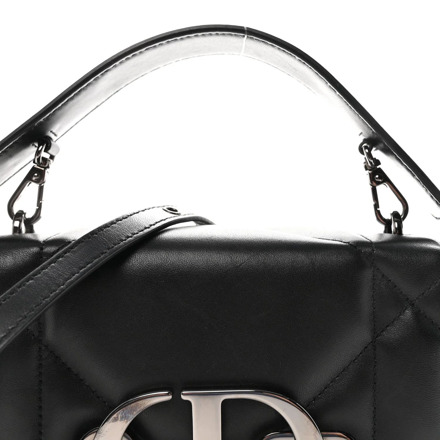 Lambskin Maxi Cannage Small 30 Montaigne Chain Top Handle Bag Black - Top Club