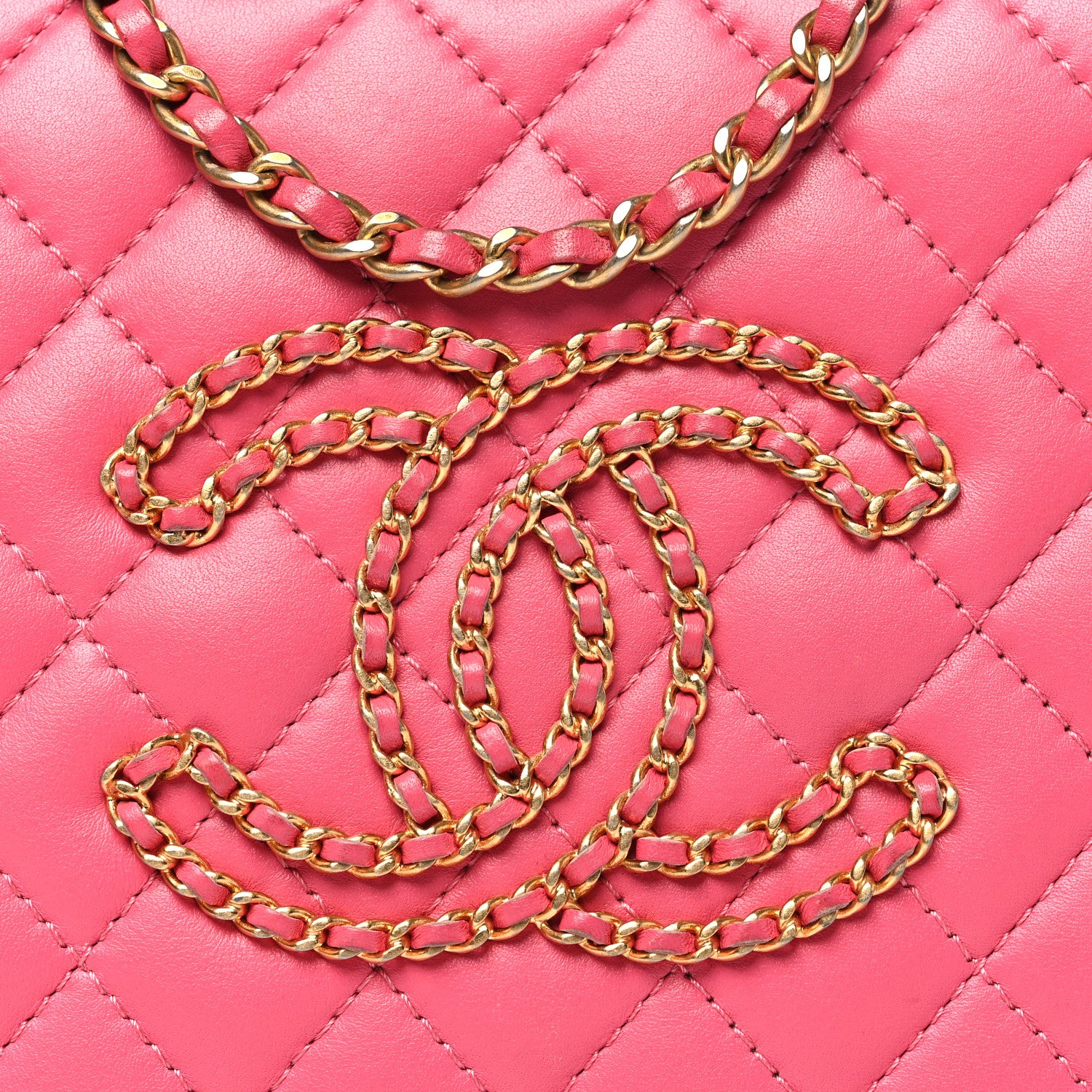 Calfskin Quilted Small CC Chain Accordion Tote Pink - Top Club