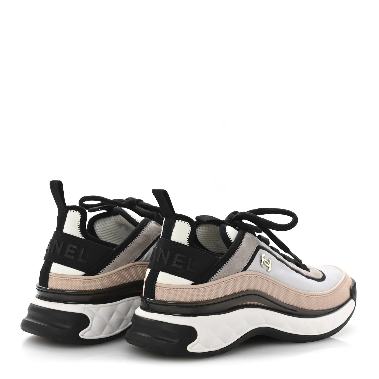 Suede Calfskin Mixed Fibers CC Sneakers 39 Pink Grey - Top Club