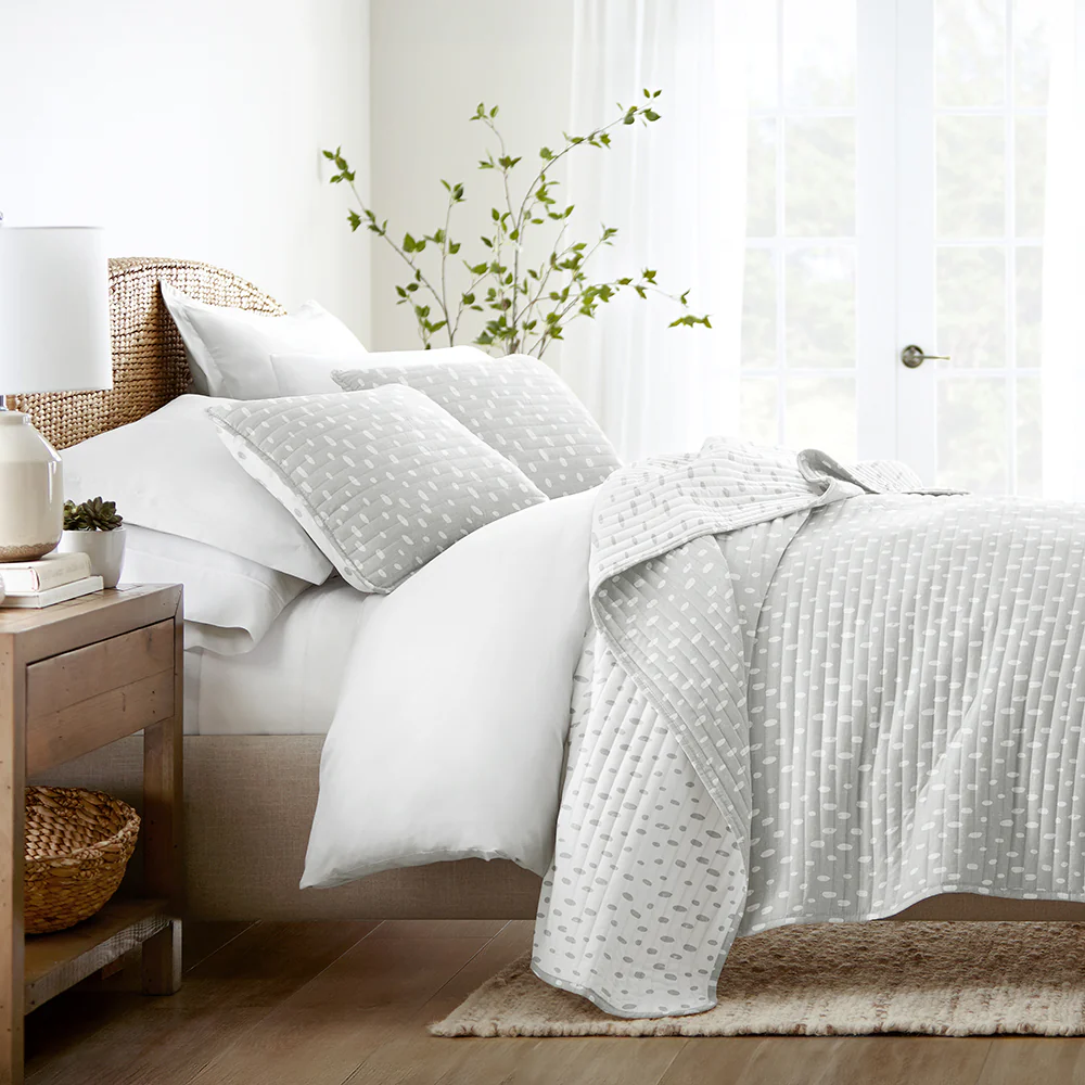 Painted Dots Reversible Quilted Coverlet Set - Sale