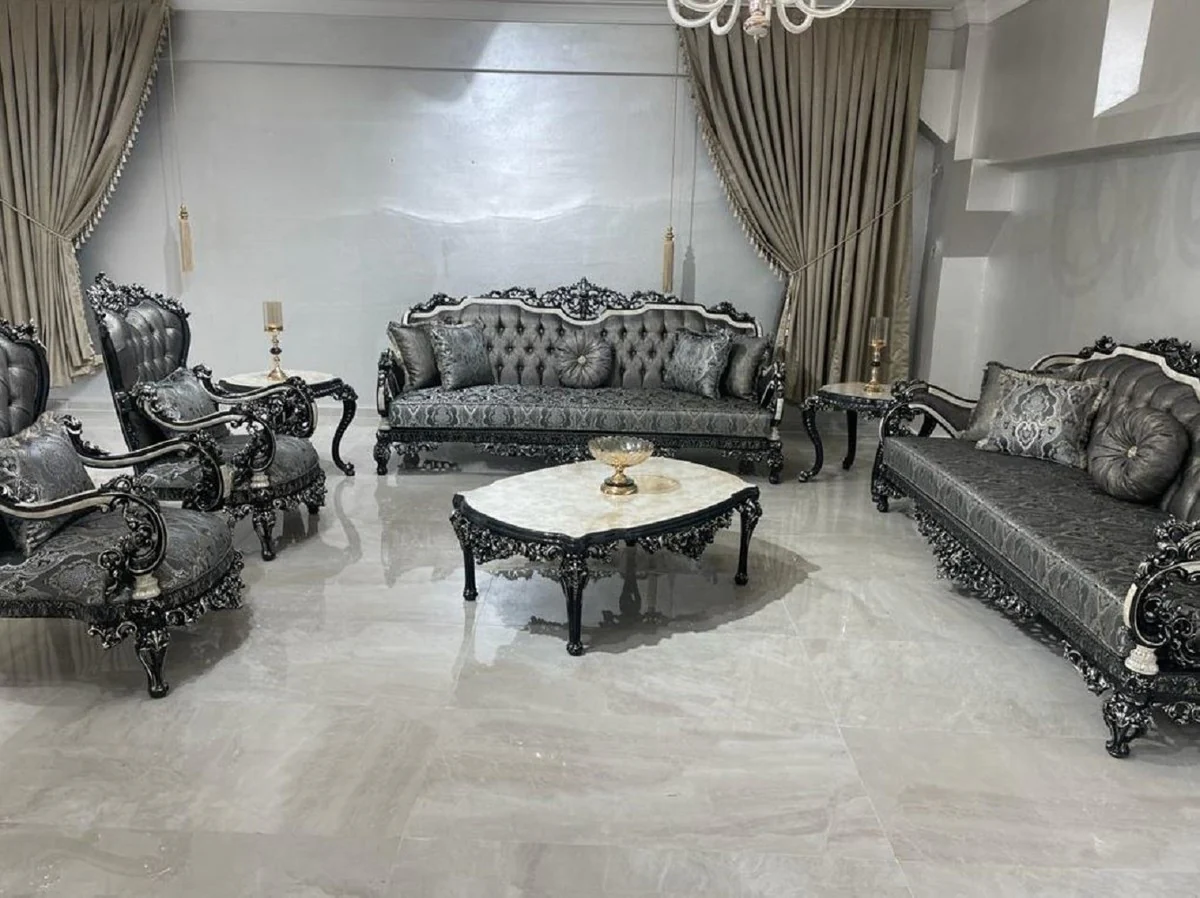 Luxury baroque coffee table white / black / gold - magnificent living room table in baroque style - baroque style living room furniture - baroque furnishings - baroque furniture - luxury furniture in baroque style
