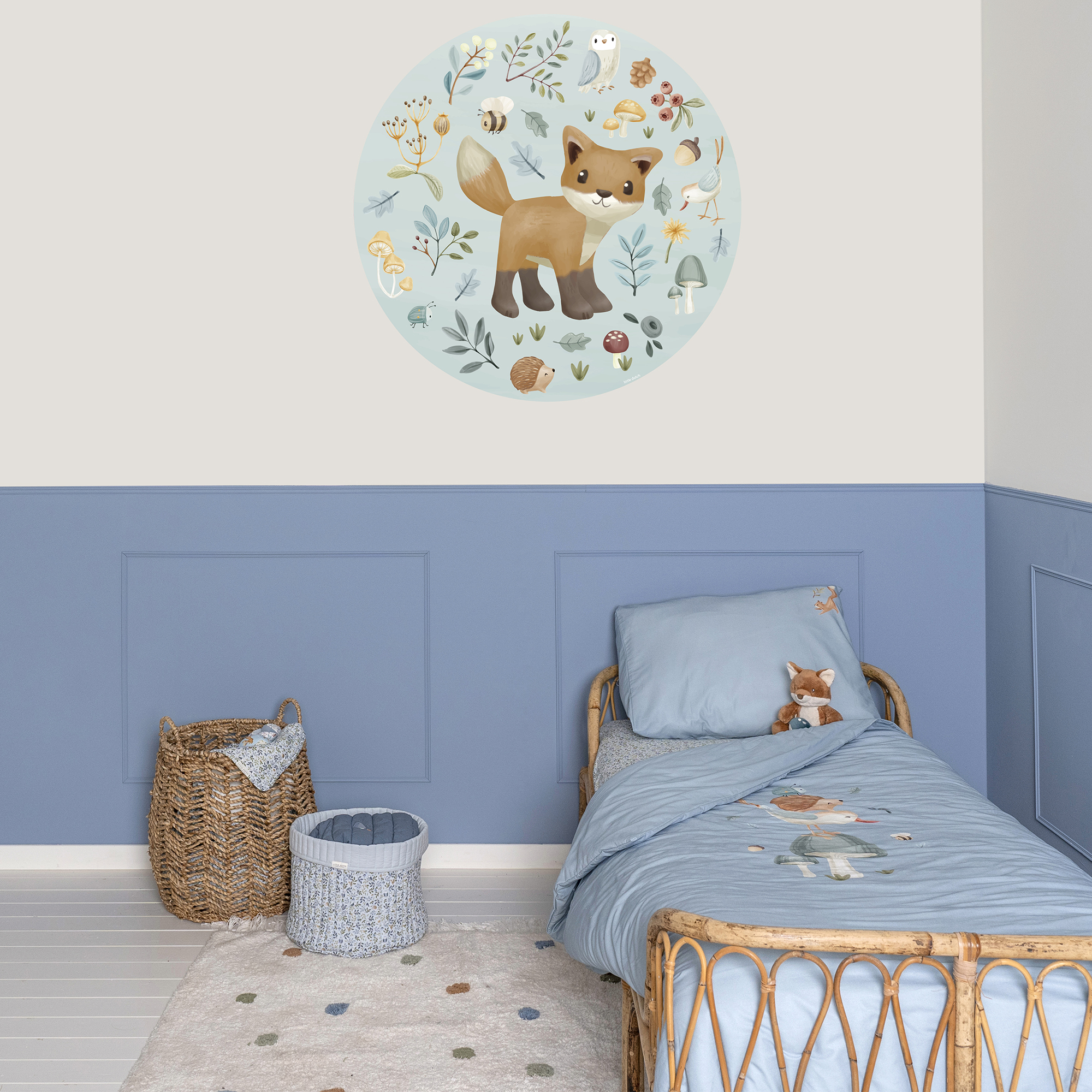 Behangcirkel Forest Friends blauw Ø100 cm