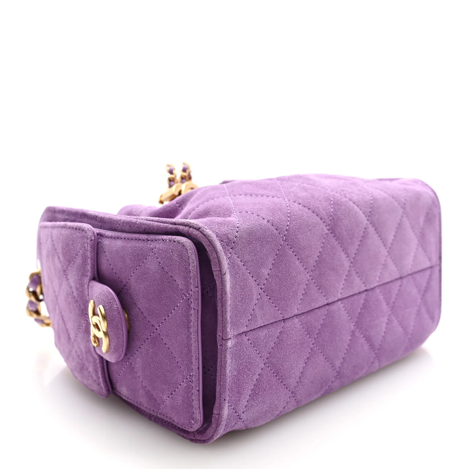 Suede Quilted Mini Chanel 25 Handbag Purple - Top Club