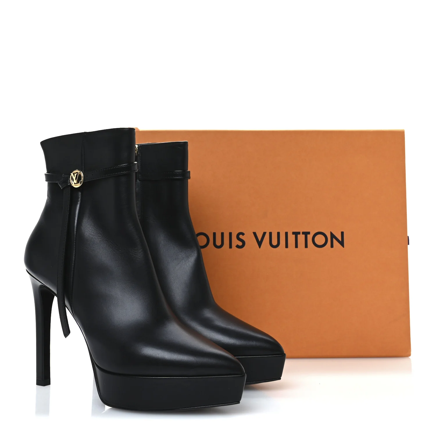 Calfskin LV Roxy Platform Ankle Boots 41 Black - Top Club
