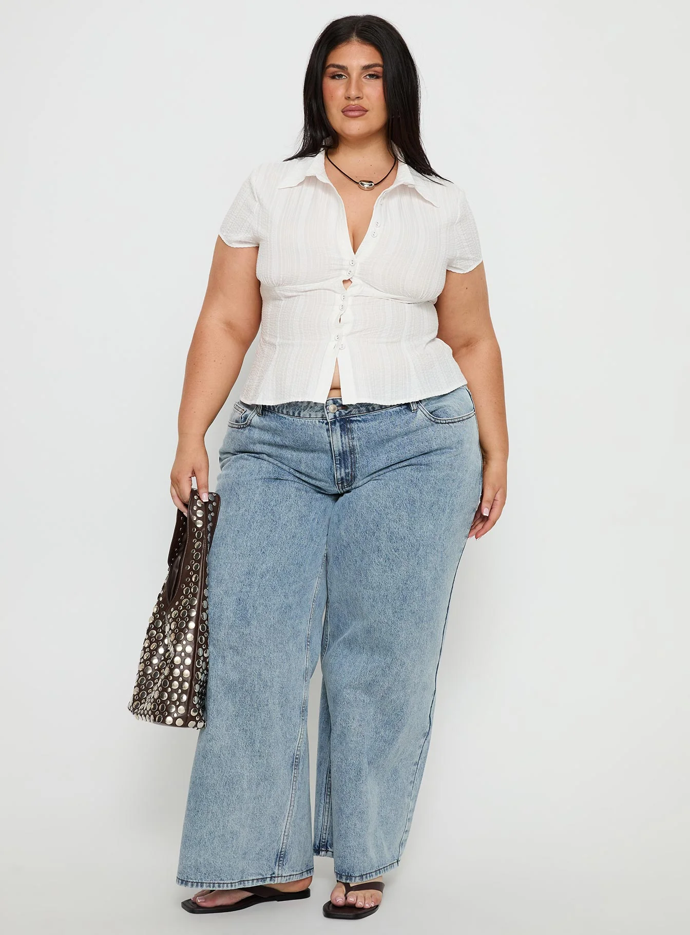 Cottesloe Blouse Top Textured White Curve