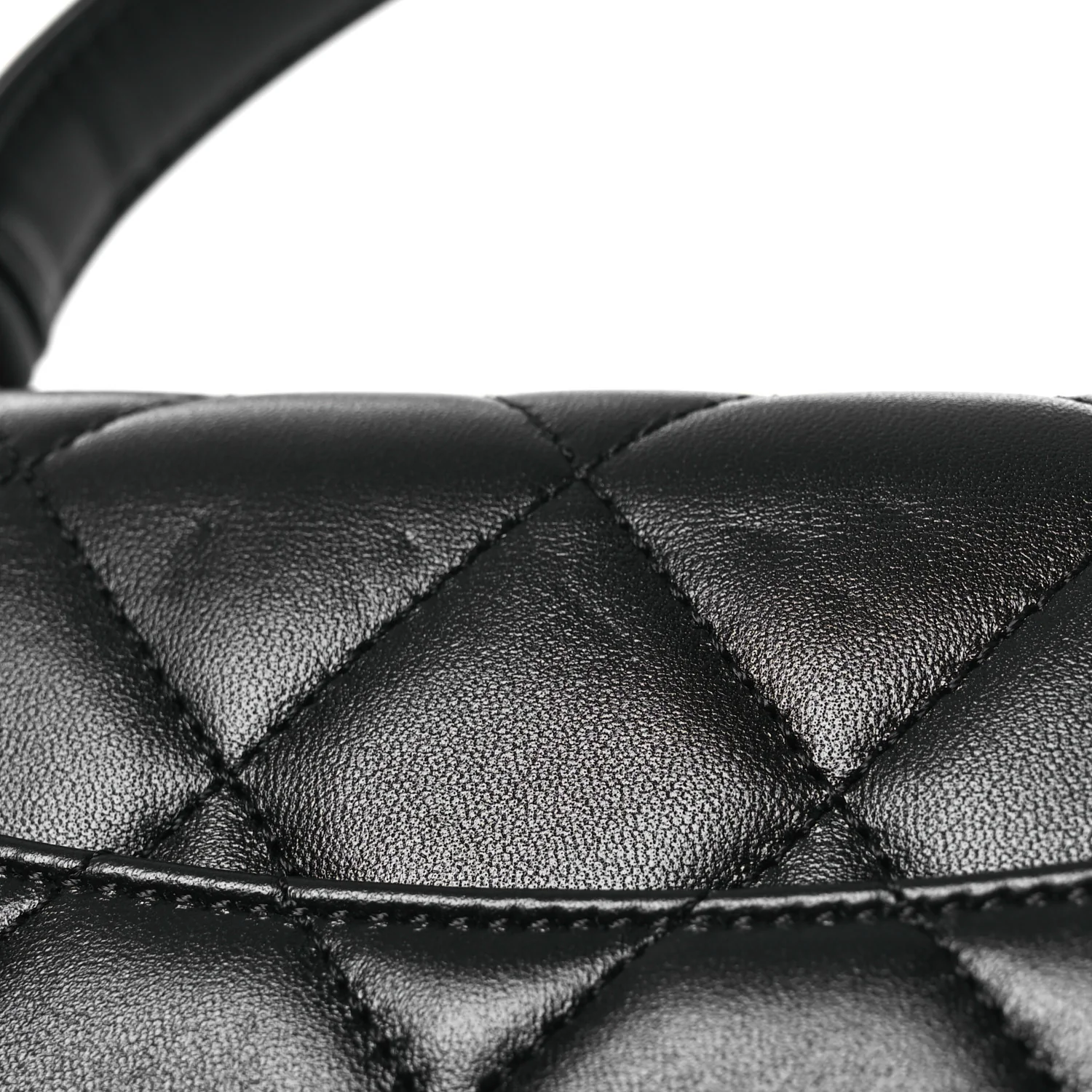 Lambskin Quilted Small Trendy CC Dual Handle Flap Bag Black - Top Club