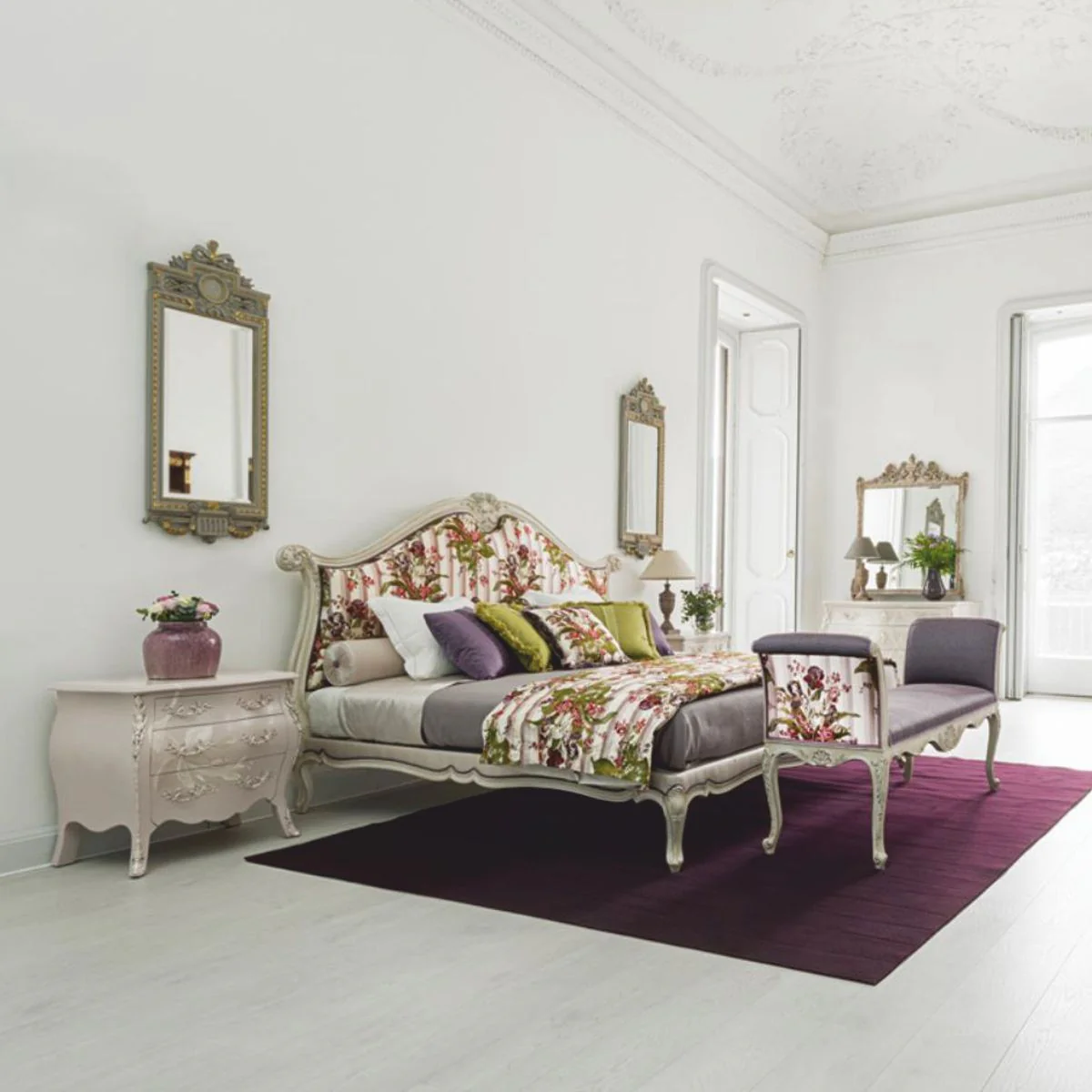 Luxury baroque mirror gray / gold H. 130 cm - Made in Italy