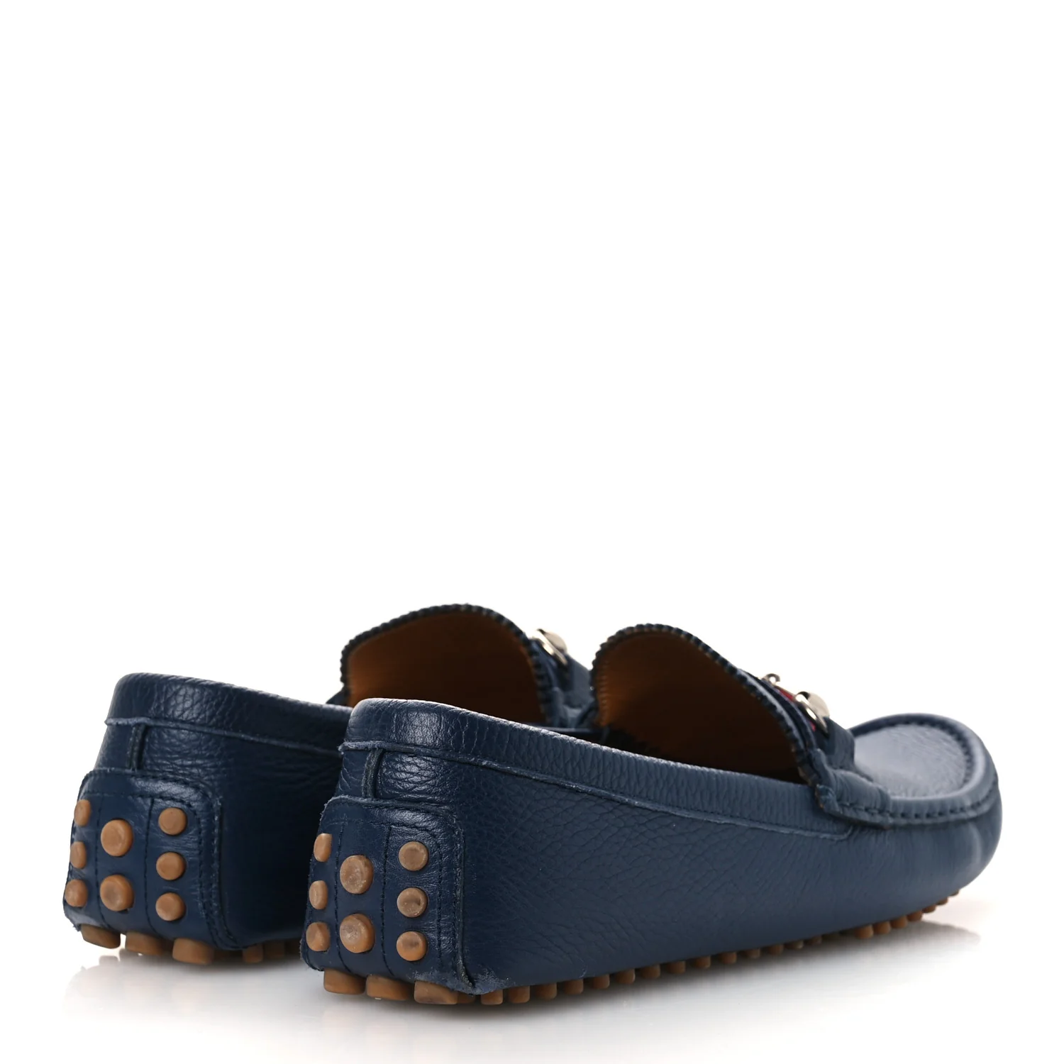 Road Calfskin Web Mens Horsebit Driver Loafers 9 Maritime - Top Club