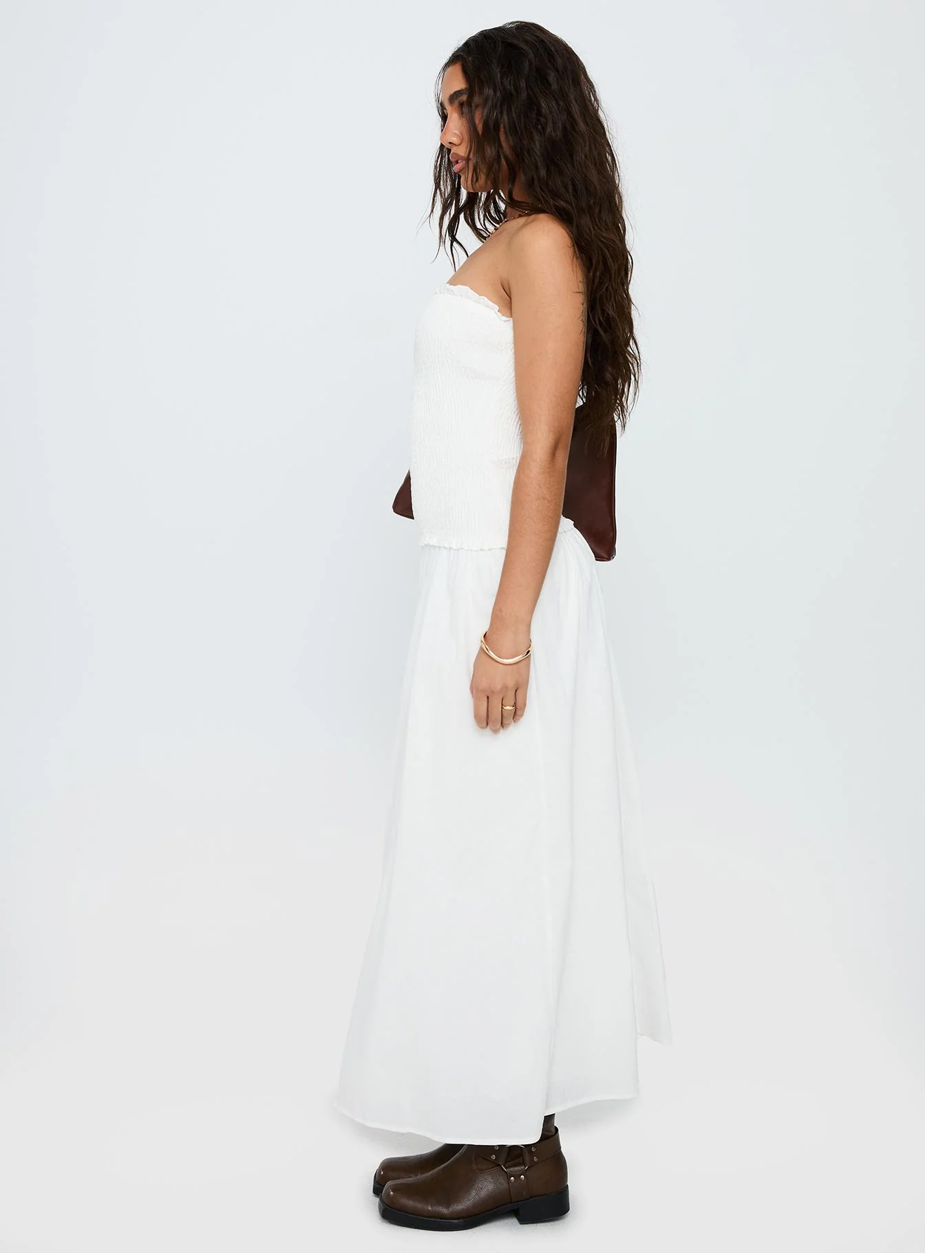 Tinsie Strapless Maxi Dress White