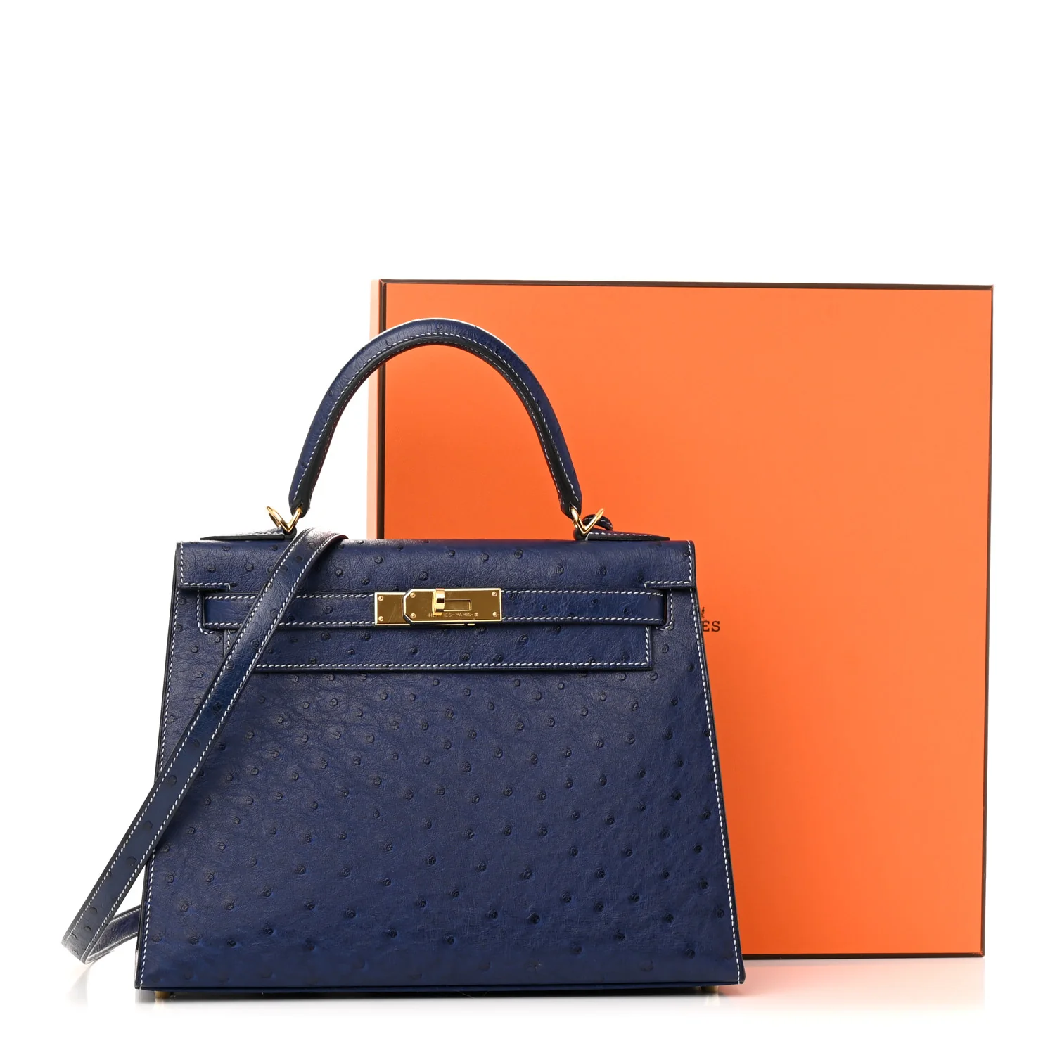 Ostrich Horseshoe Kelly Sellier 28 Bleu Iris - Top Club