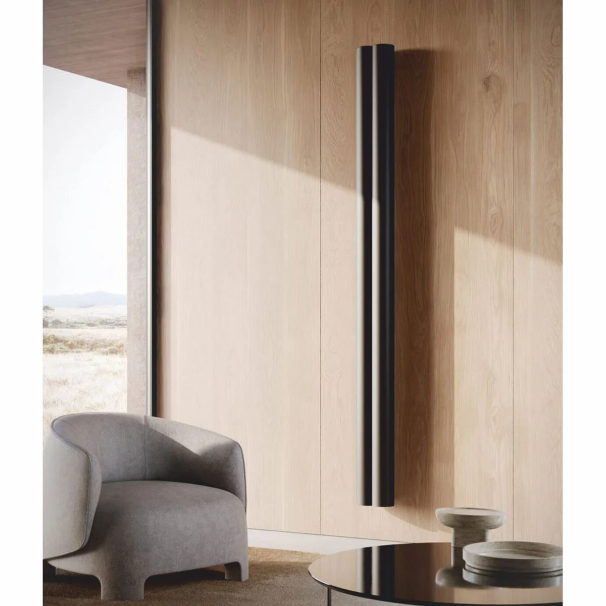 Luxury aluminum wall heater black H. 200 cm - Made in Italy