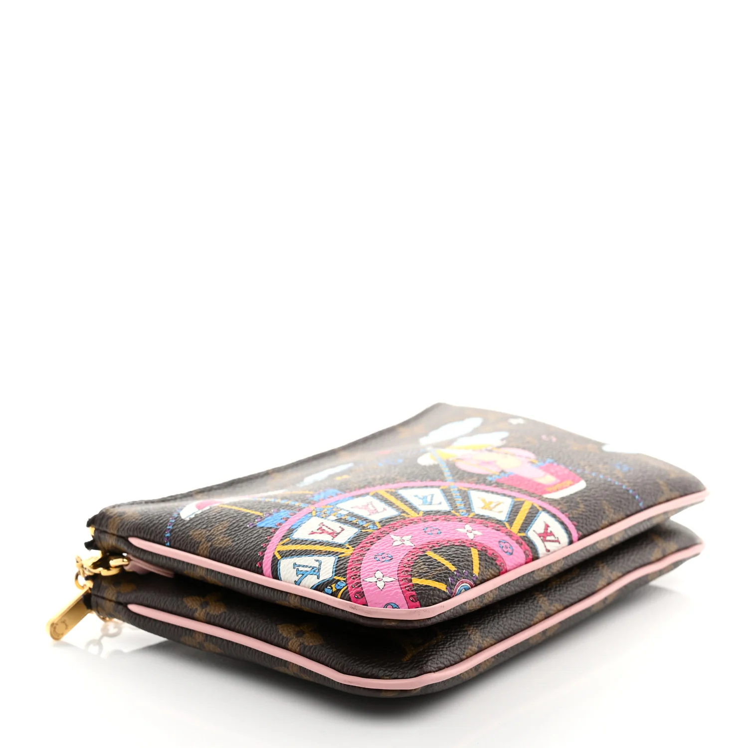 Monogram 2020 Christmas Animation Big Wheel Double Zip Pochette Rose Ballerine - Top Club