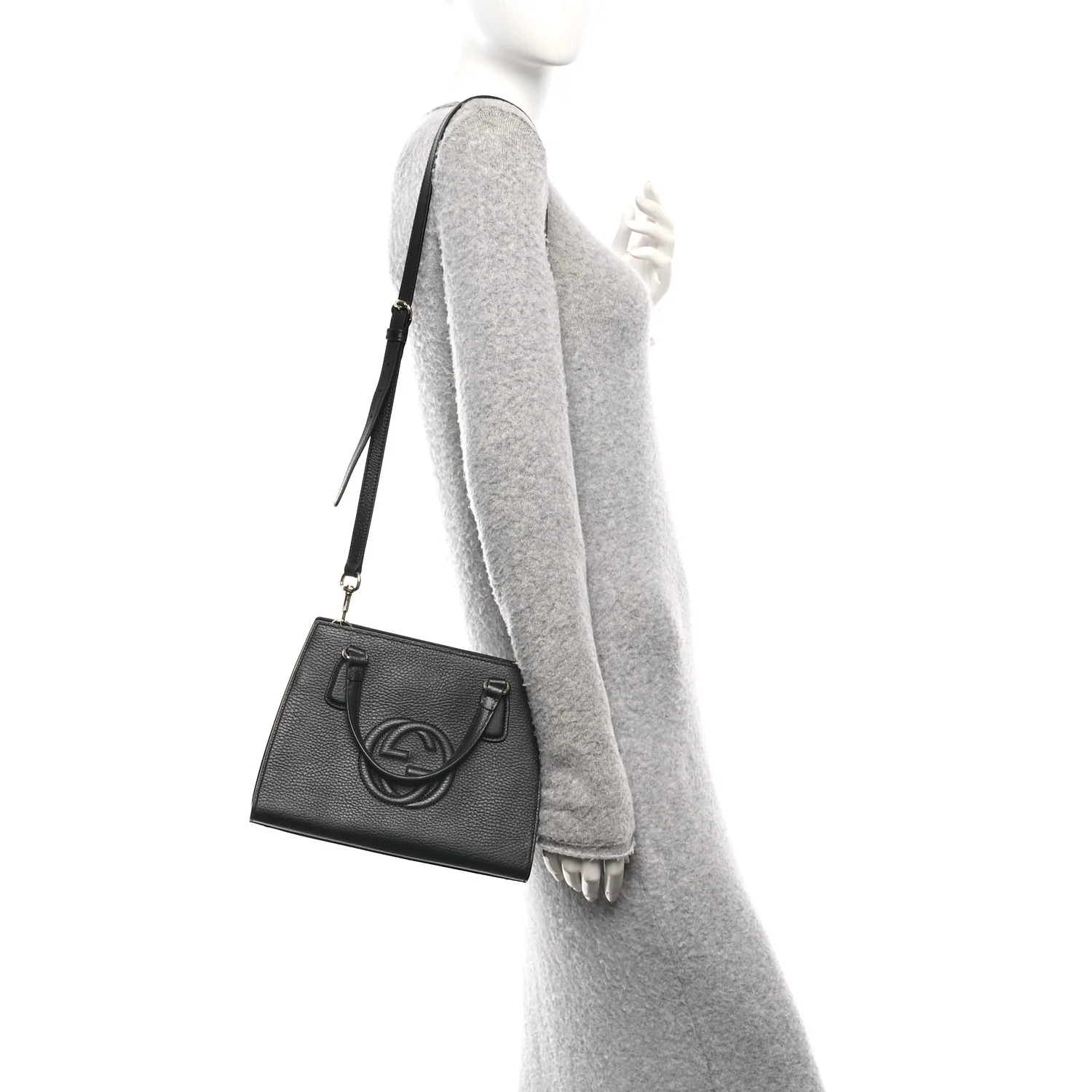 Dollar Calfskin Medium Soho Top Handle Satchel Black