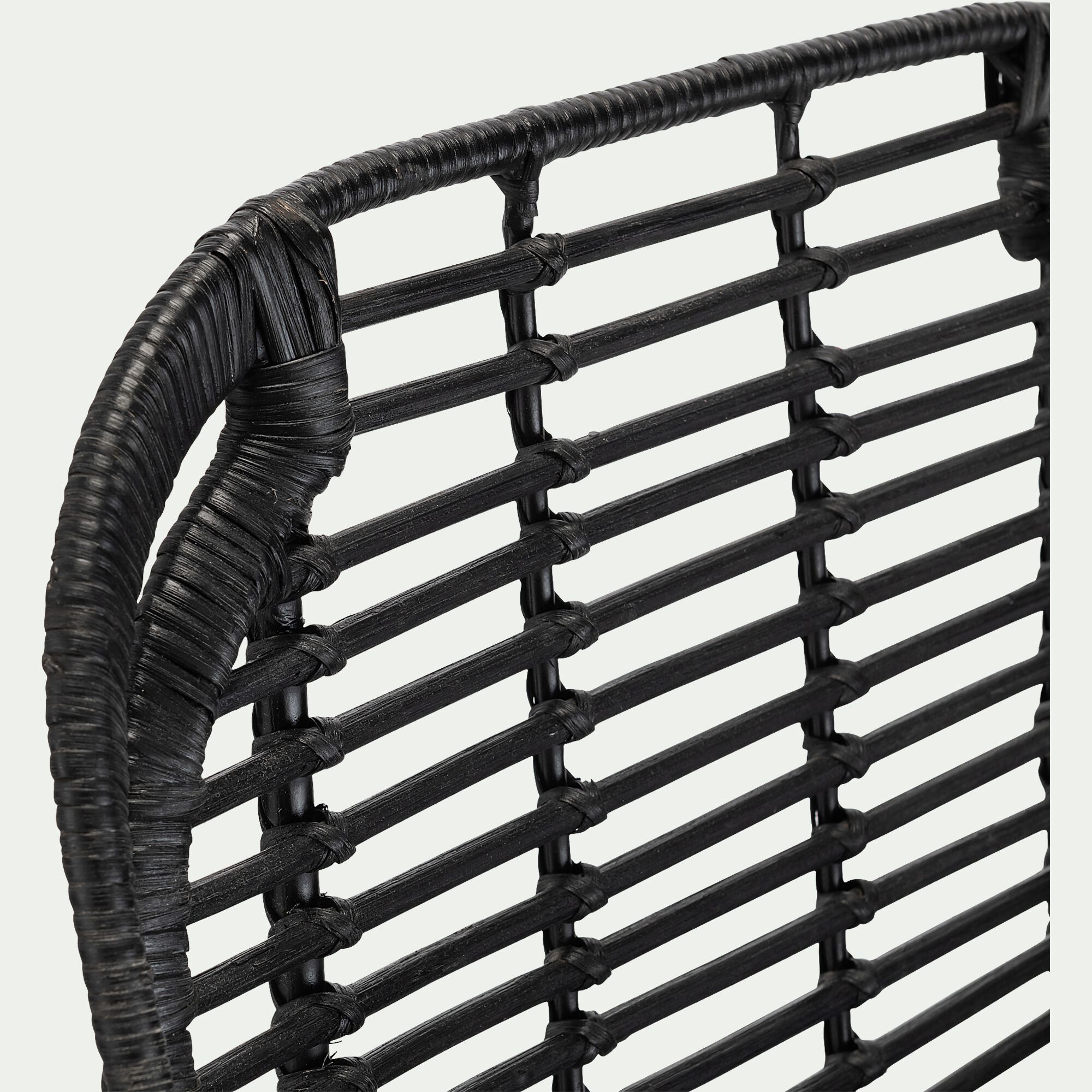 MILOU - Chaise en rotin avec accoudoirs - noir