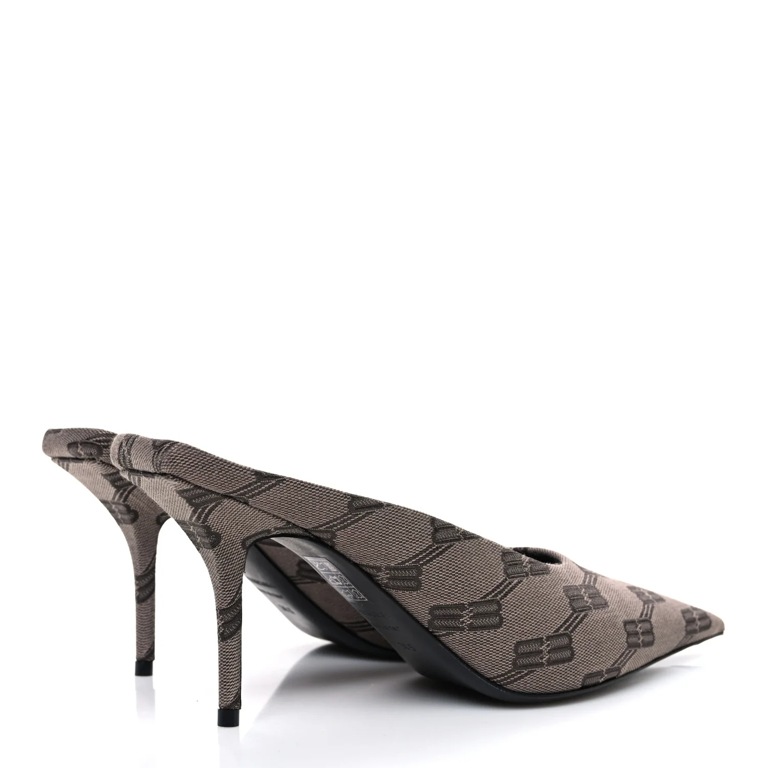 BB Monogram Square Knife 80mm Mule Pumps 38.5 Dark Mink Grey Dark Brown - Top Club