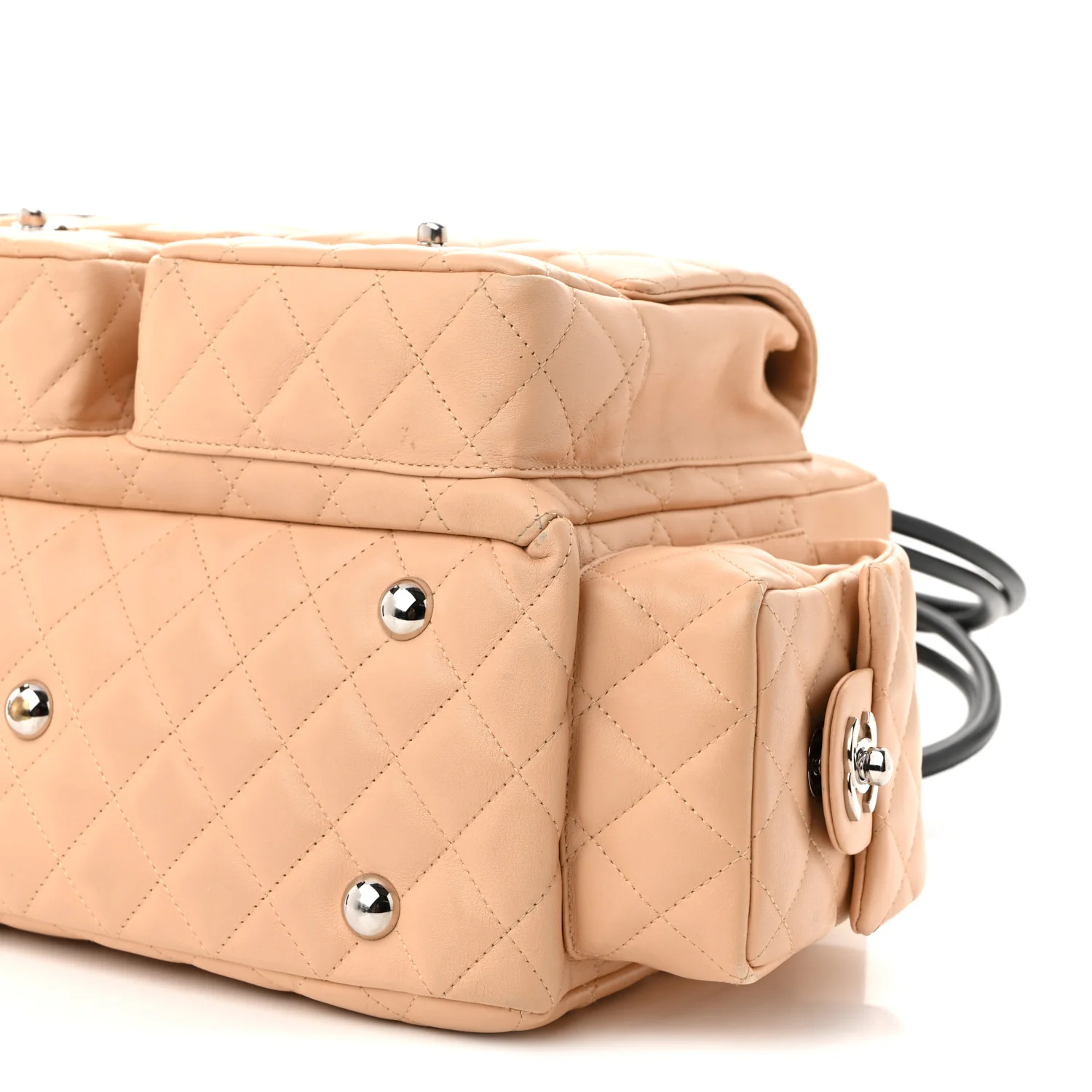 Calfskin Quilted Large Cambon Multipocket Reporter Beige Black - Top Club