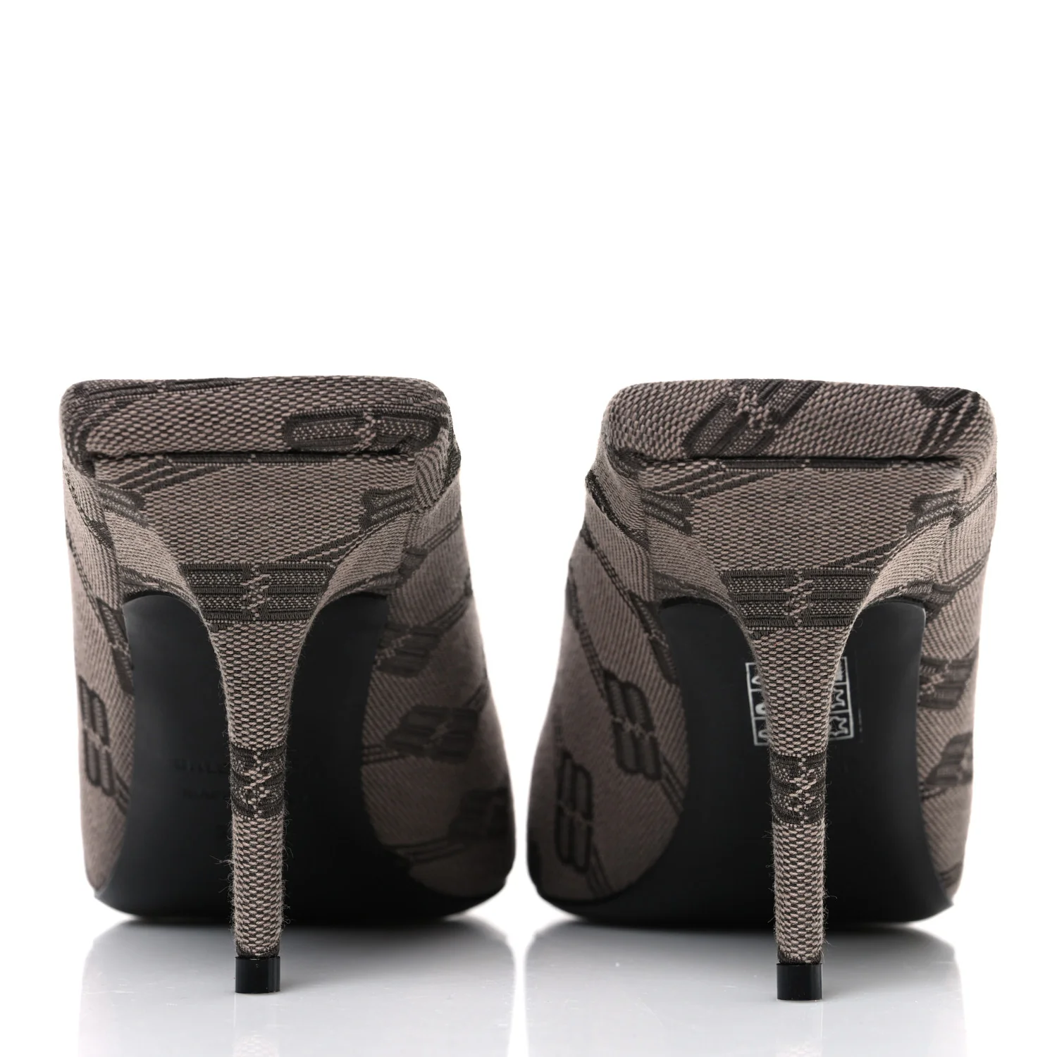BB Monogram Square Knife 80mm Mule Pumps 38.5 Dark Mink Grey Dark Brown - Top Club