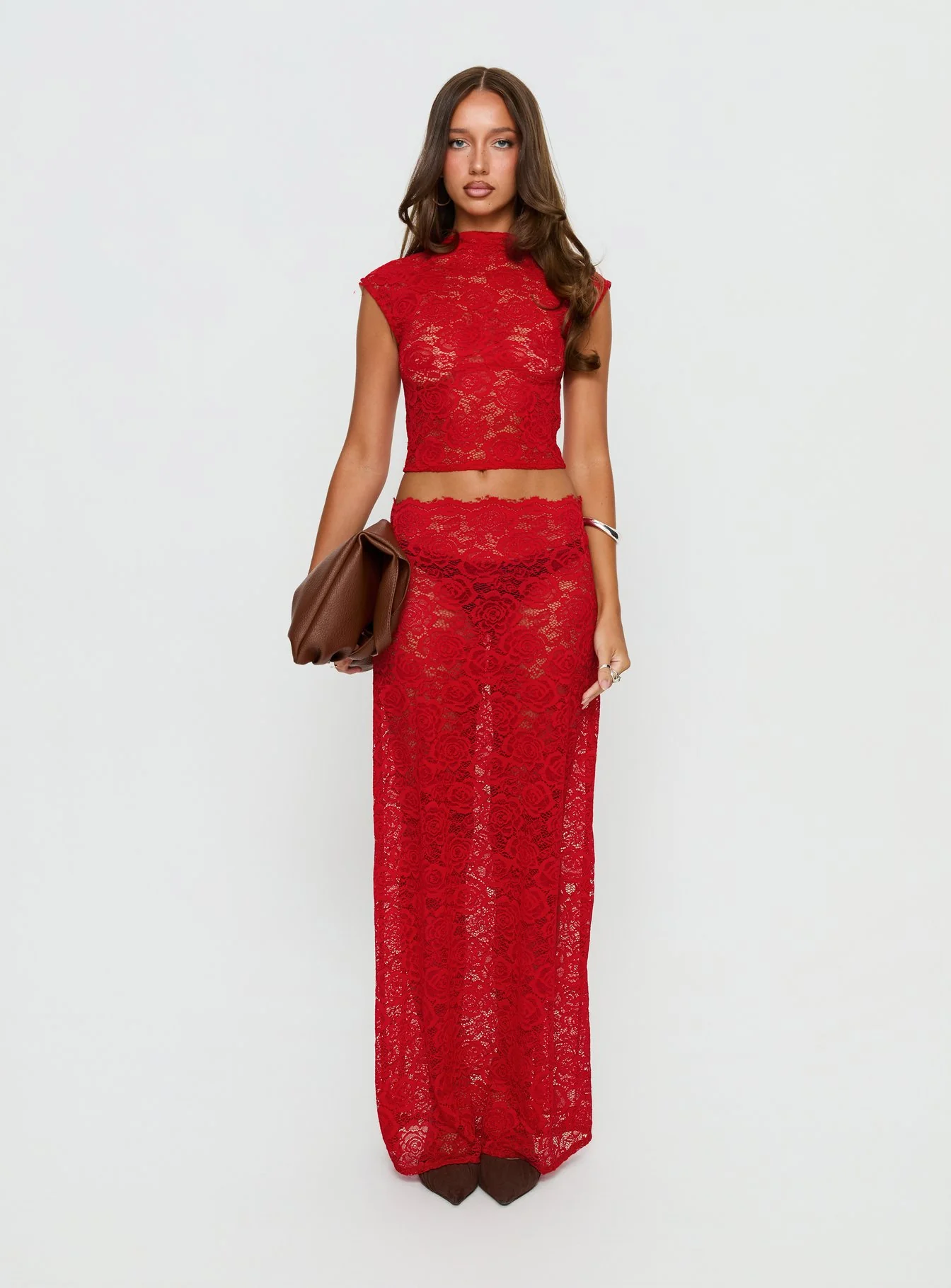 Vionna Lace Top Red