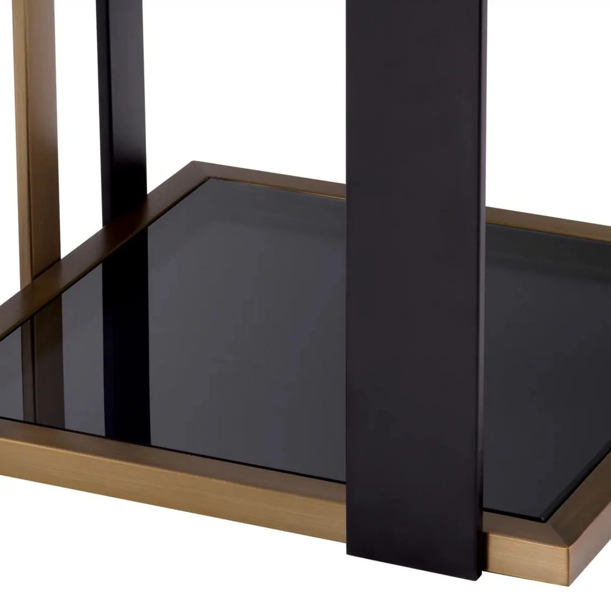 Luxury side table brass / black / gray 47.5 x 47.5 x H. 55.5 cm - Square table with glass tops - Living room furniture - Luxury furniture - Luxury quality
