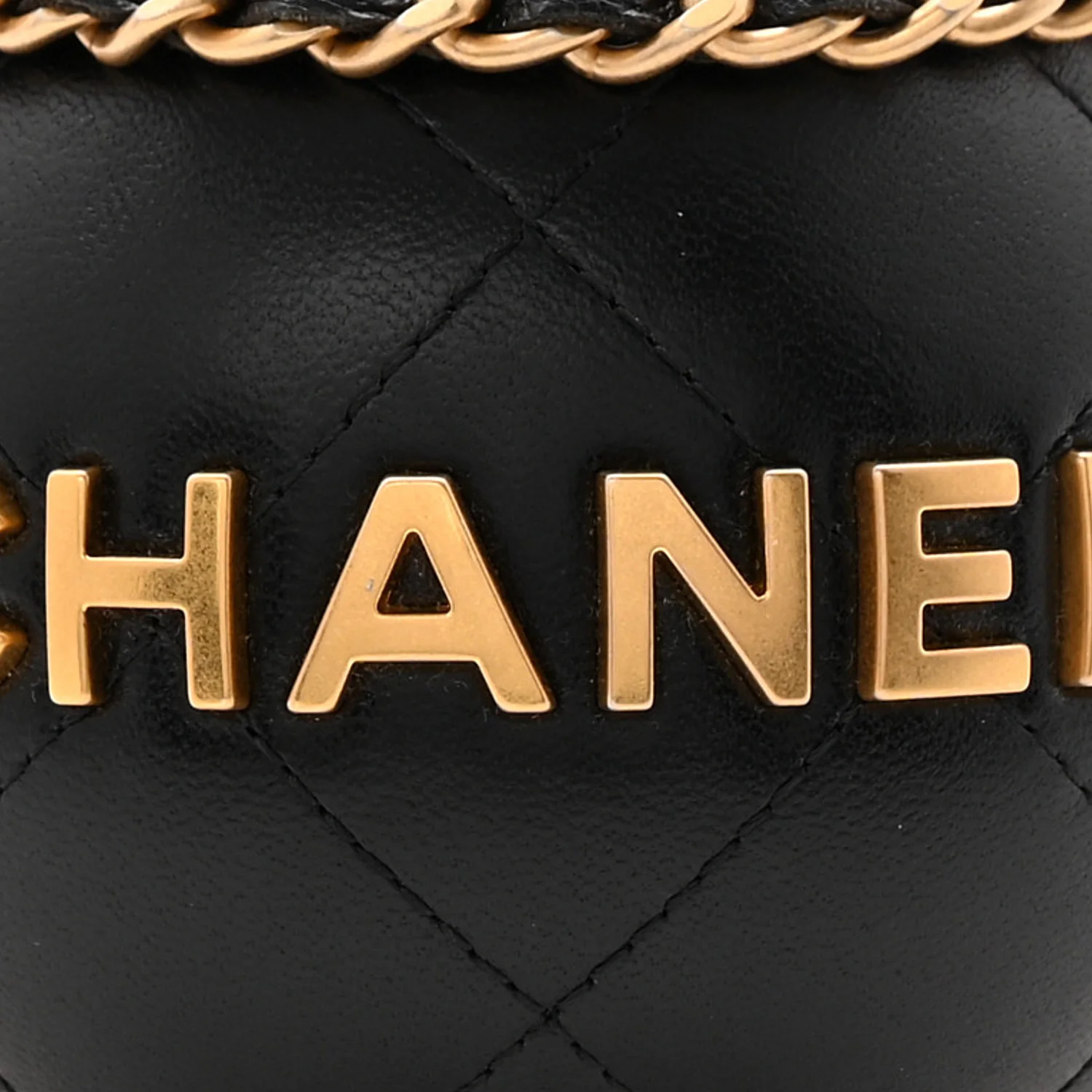 Lambskin Quilted Sphere Minaudiere Chain Clutch Black - Top Club