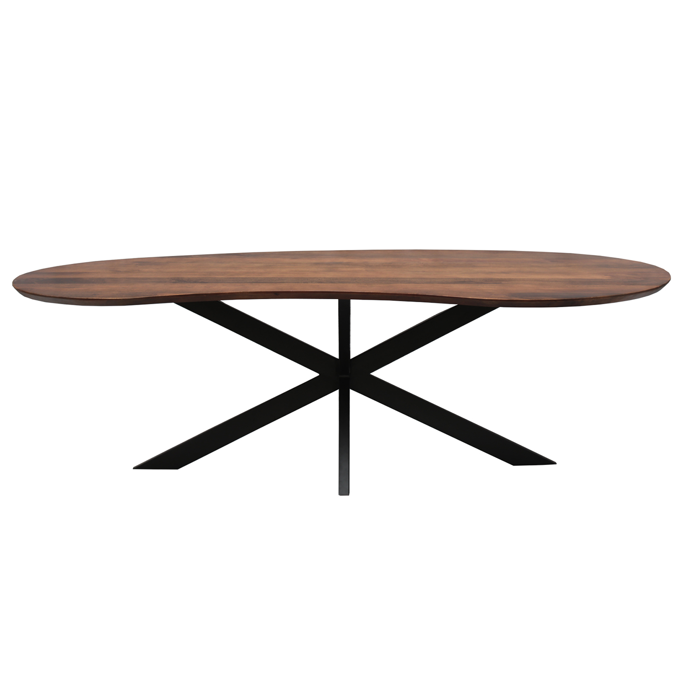 Eettafel organisch Kidney Eettafel mango organisch Kidney walnoot met spinpoot 200 cm