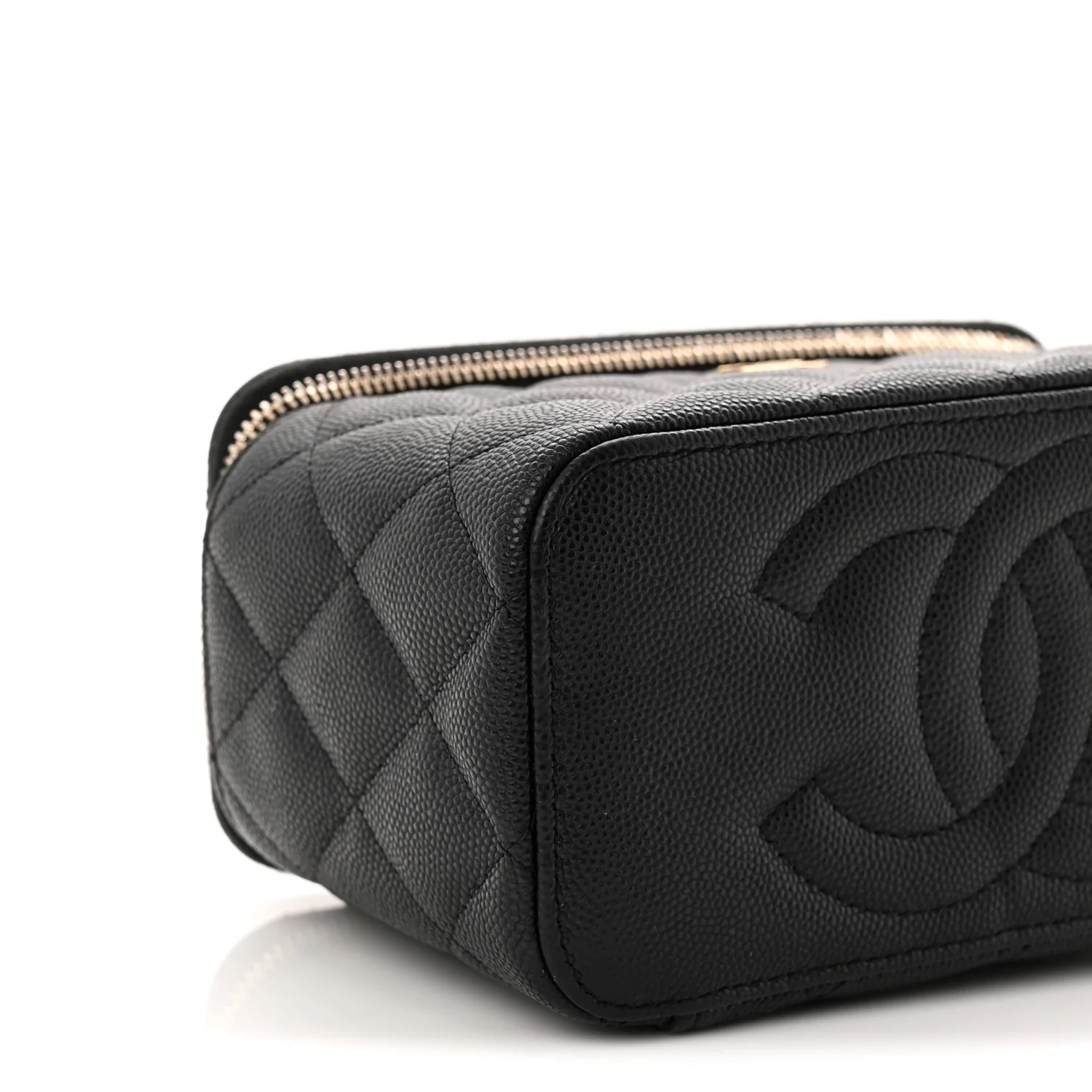 Caviar Quilted Small Vanity Case With Chain Black - Top Club